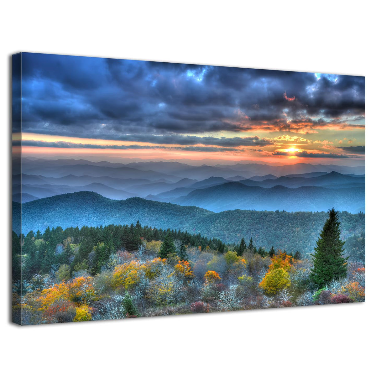 Blue Ridge Mountain Wall Art Sunrise Smoky Mountains Pictures For Living Room Decor Nature Forest Photo Prints National Park Lan