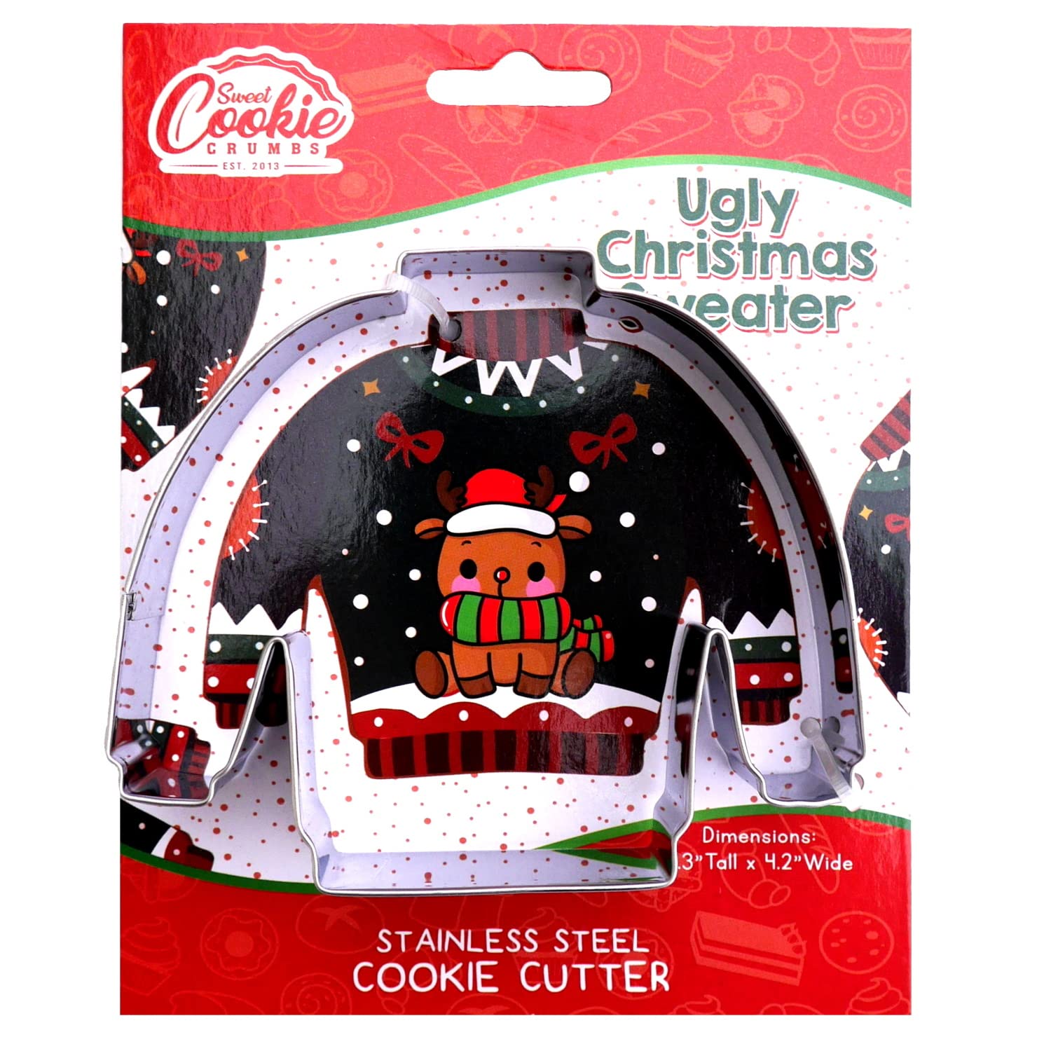 Ugly Christmas Sweater Cookie Cutter, Premium Food Grade Stainless Steel, Dishwasher Safe (Christmas Sweater 2 Piece)