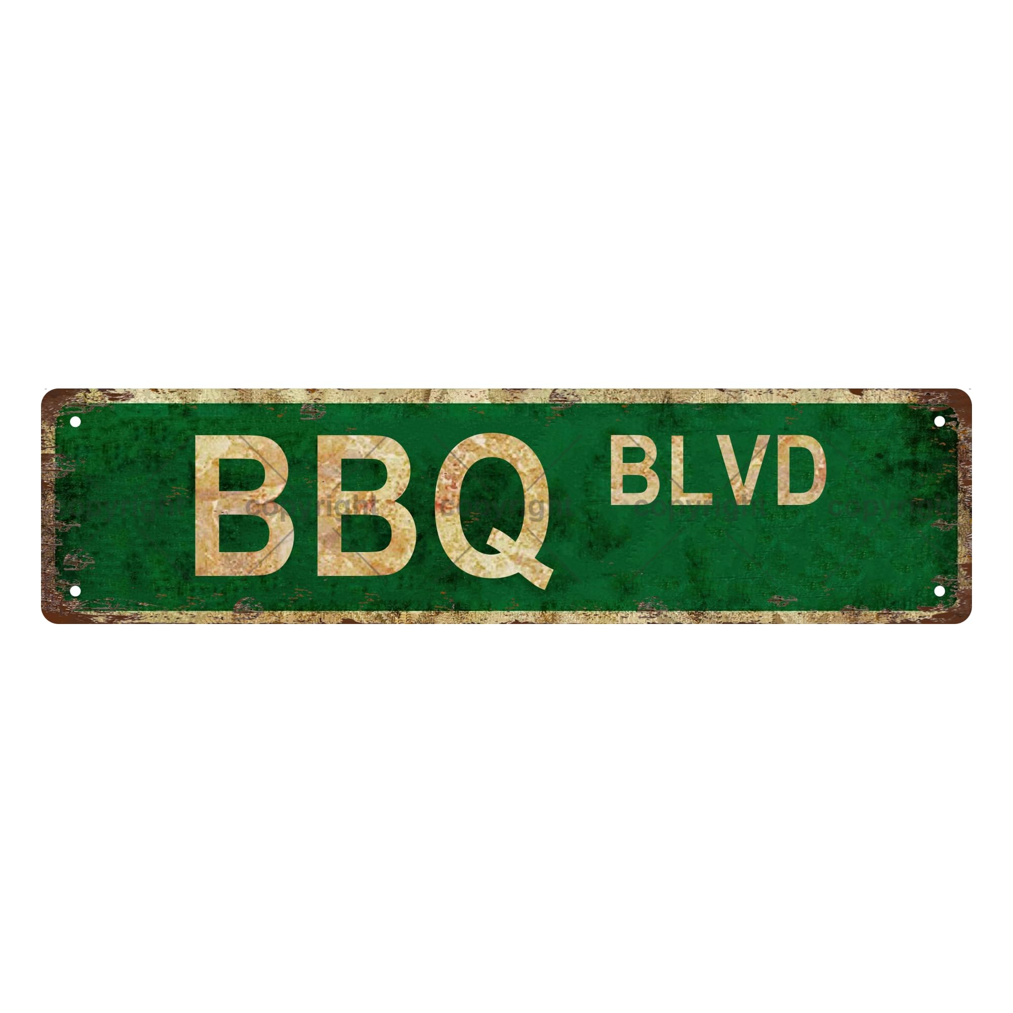 BBQ BLVD TIME Metal Tin Street Sign Bar Cafe Garage Cave Home Room Wall Bathroom Farmhouse Garden Porch Patio Decor, 16 x 4 Inch