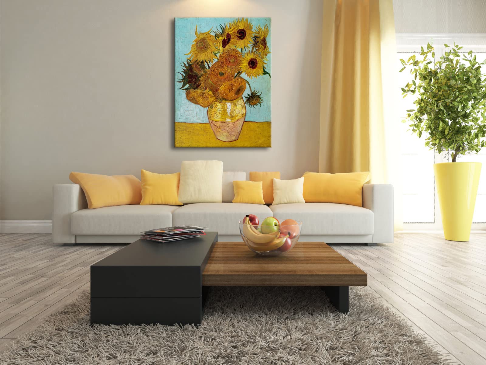 Wieco Art Large Canvas Wall Art Sunflower By Vincent Van Gogh Oil Paintings Reproduction Abstract Wall Decorations For Living Ro