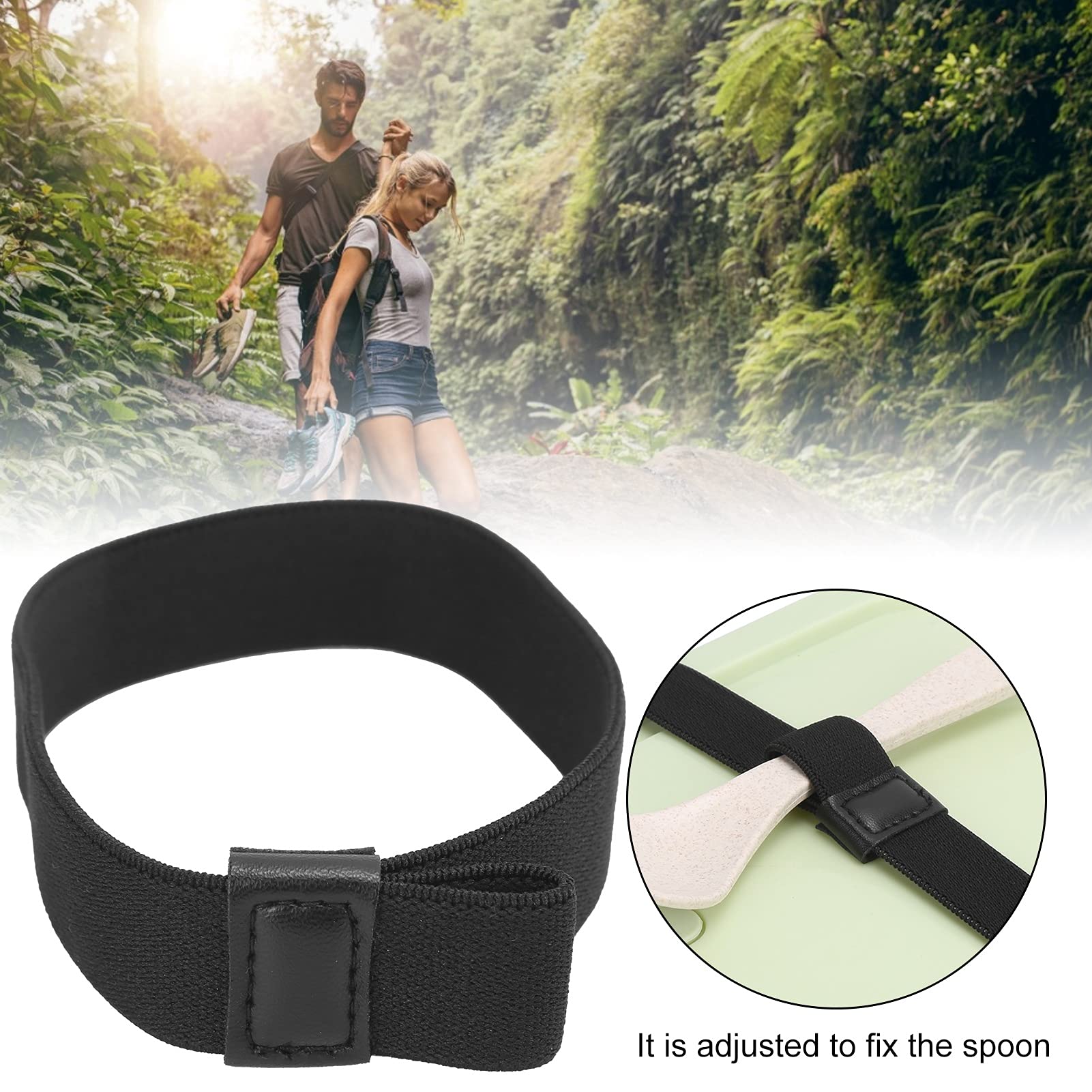 Longzhuo Bento Box Elastic Belt, Lunch Box Elastic Bands Double Layer Bento Box Fixing Straps, Nylon Adjustable Elastic Strap, B