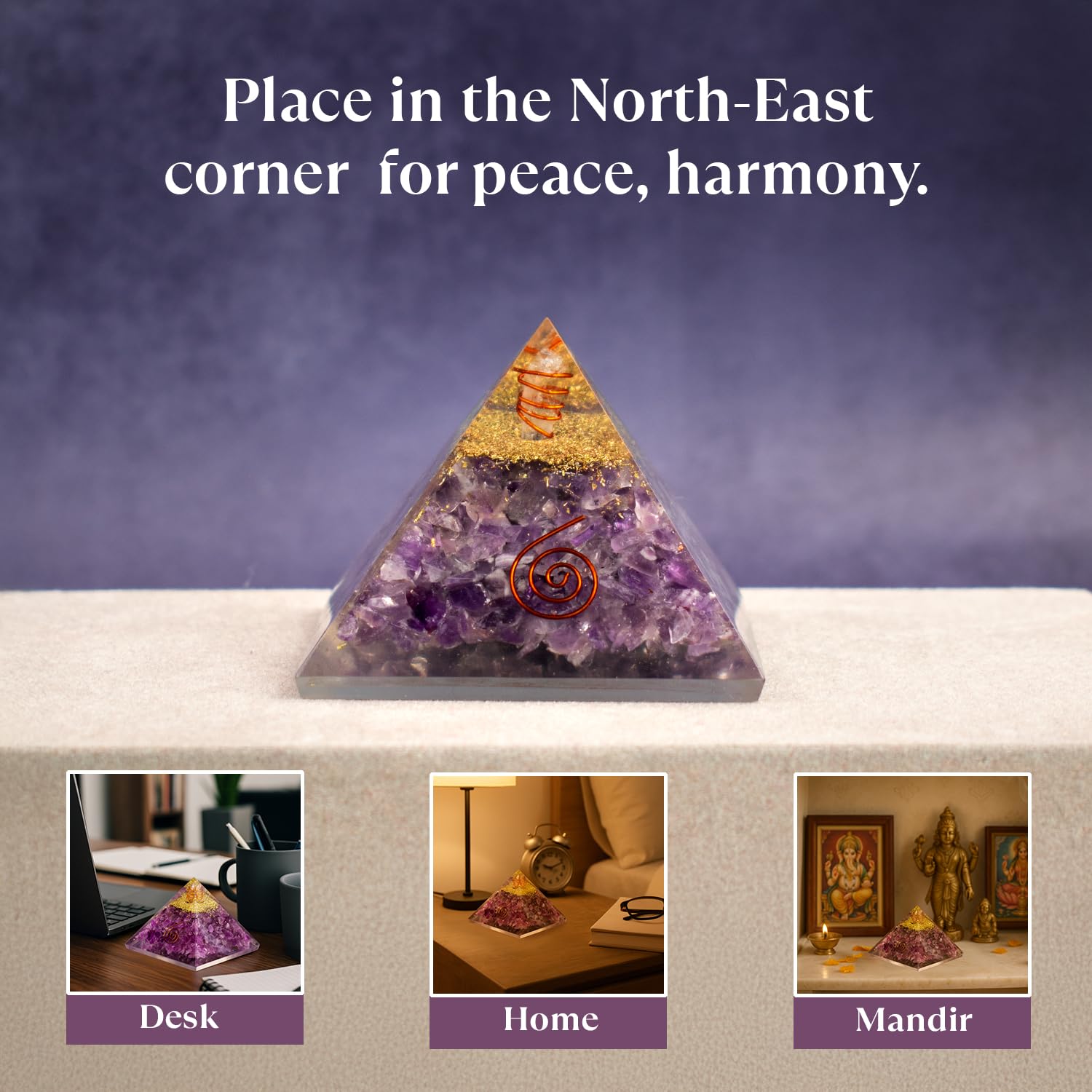 Astrotalk Amethyst Stone Resin Pyramid | Crystal Pyramid For Calm & Clarity | Vastu Items For Home Decor | Office Table Decoration Items | Gift For Man & Woman