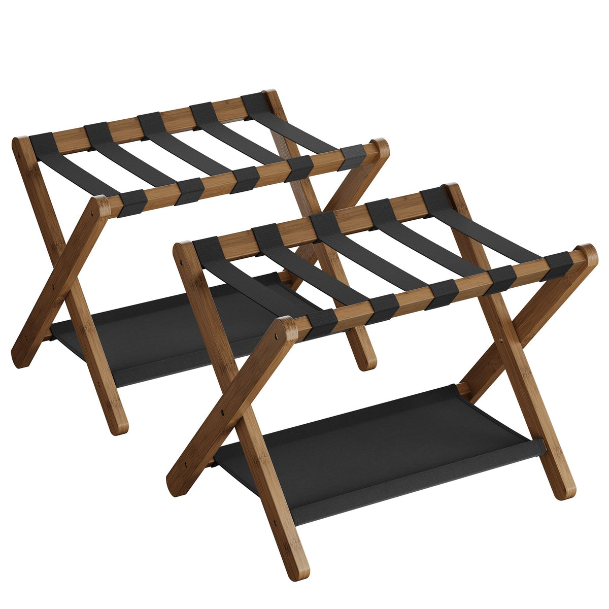 Songmics Luggage Rack, Set Of 2, Folding Suitcase Stand With Storage Shelf, For Guest Room, Hotel, Bedroom, Heavy-Duty, Holds Up