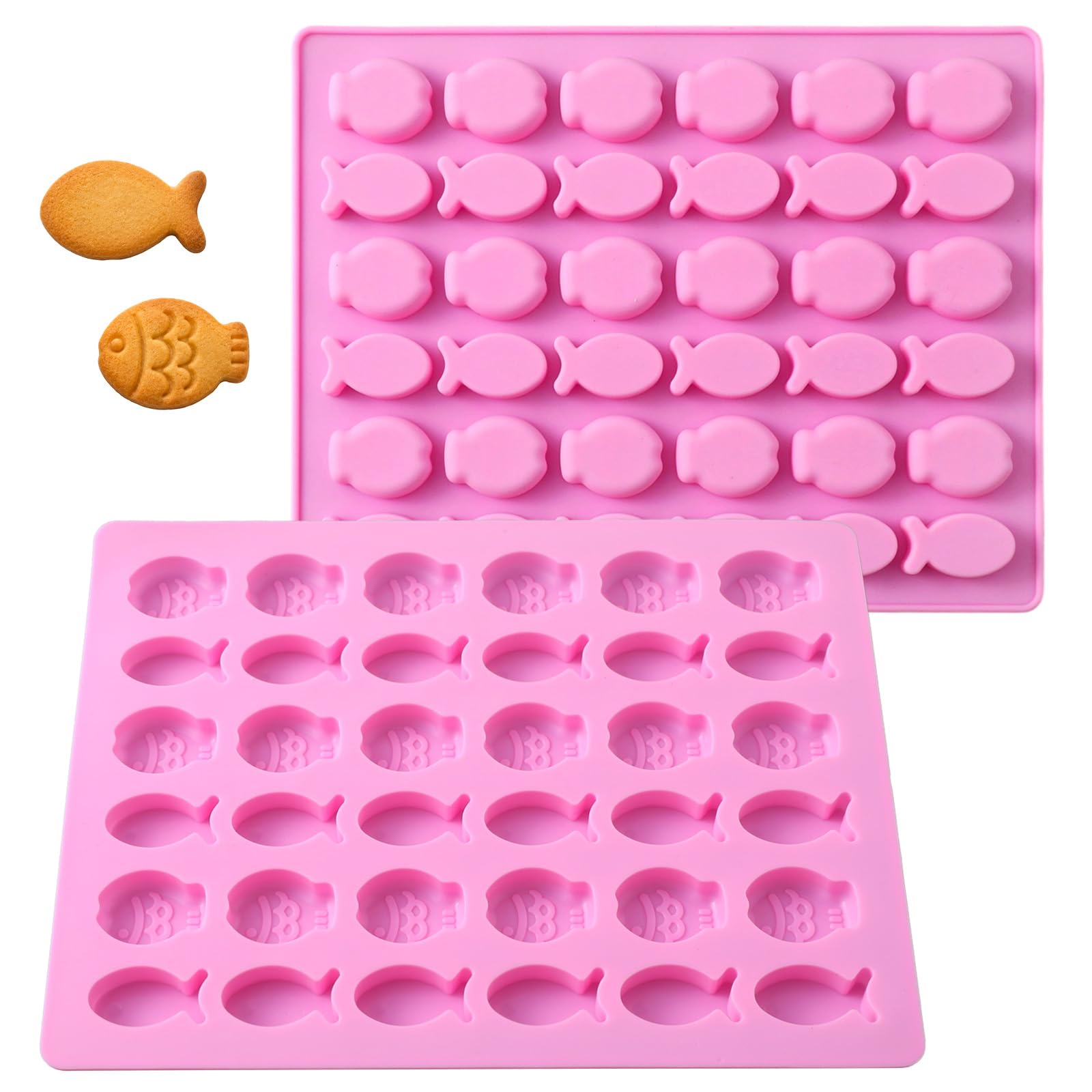 Ymapinc Pink Fish Silicone Mold, 36Cavity for Chocolate Chip Making
