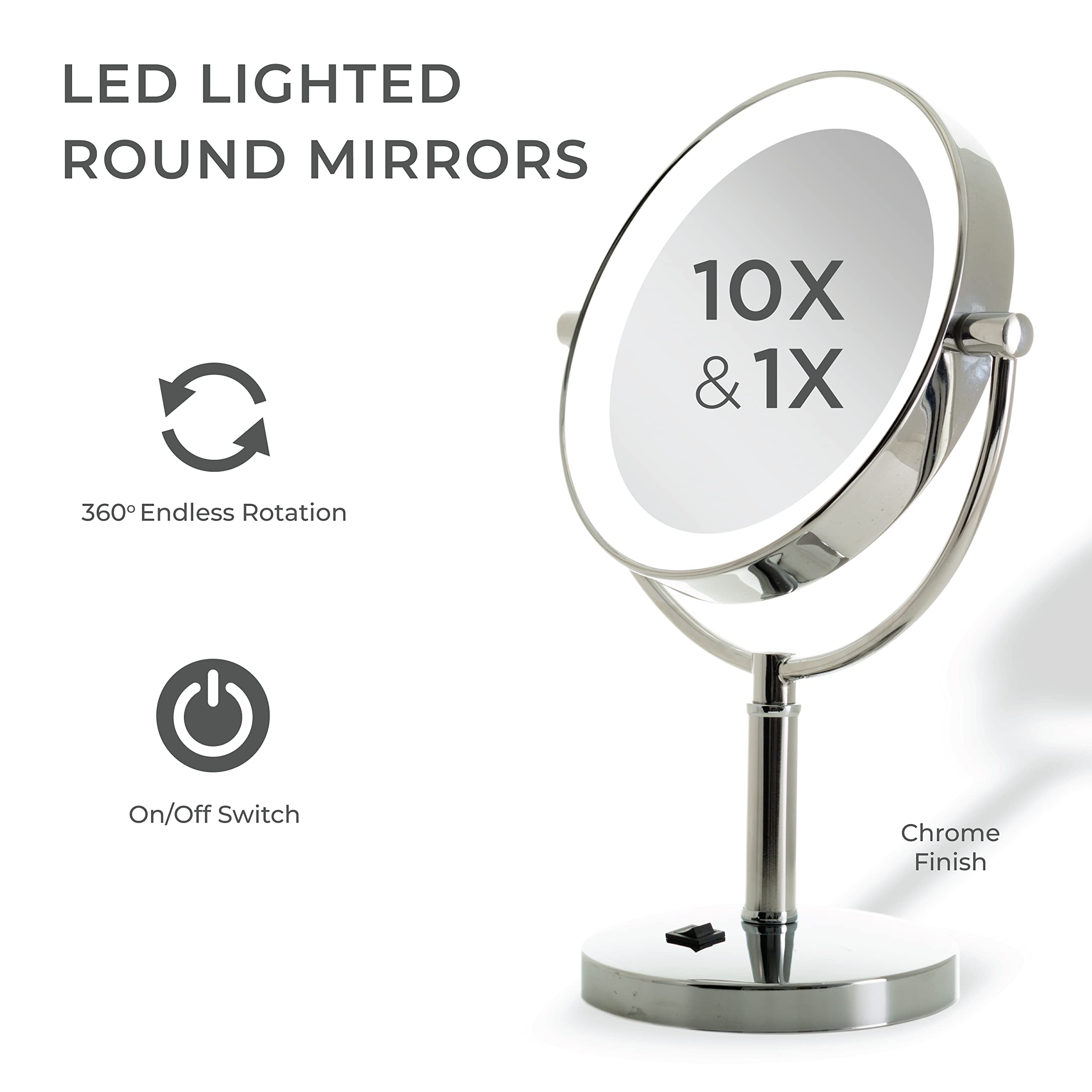 Zadro Laguna 11'' Makeup Mirror With Lights And Magnification Led Lighted Makeup Mirror With Magnification 10X/1 Or 5X/1X