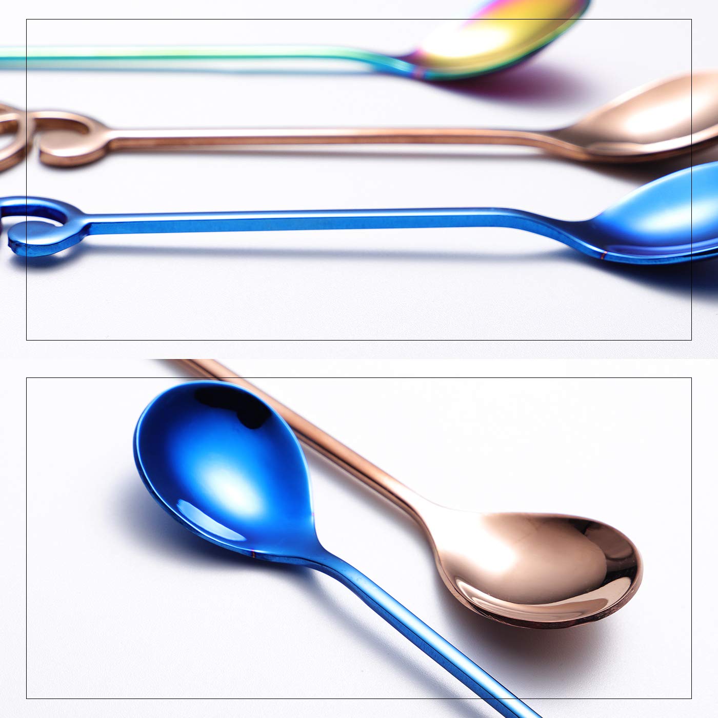 Music Note Spoons 6-Pack Creative Cute Teaspoons 18/10 Stainless Steel Staff Musical Notation Shaped Coffee Spoons By Ironx (Mul