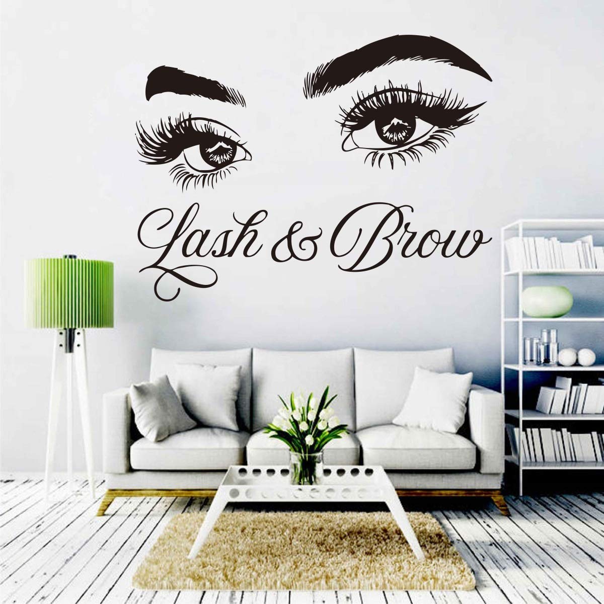 Lash & Brow Wall Decal Eyelash Extension Beauty Salon Decoration Make Up Room Wall Stickers Ll300 (Black)