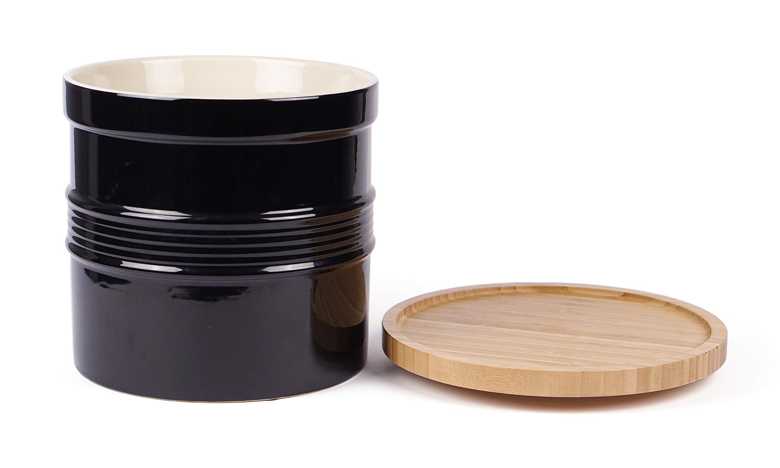 Rsvp Black Oversized Tool Crock And Bamboo Turntable Set
