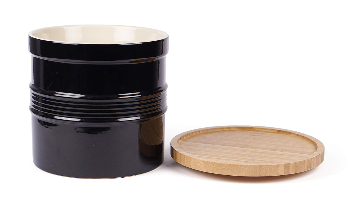 Rsvp Black Oversized Tool Crock And Bamboo Turntable Set