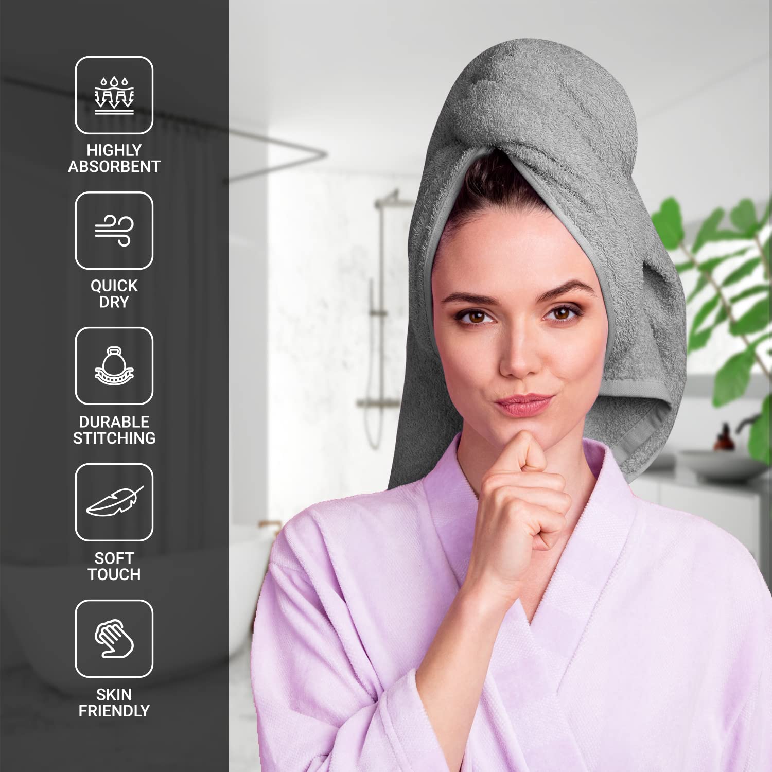 Infinitee Xclusives Premium Light Grey Bath Towel Set For Bathroom - [Pack Of 8] 100% Cotton Bathroom Towel Set - 2 Bath Towels,