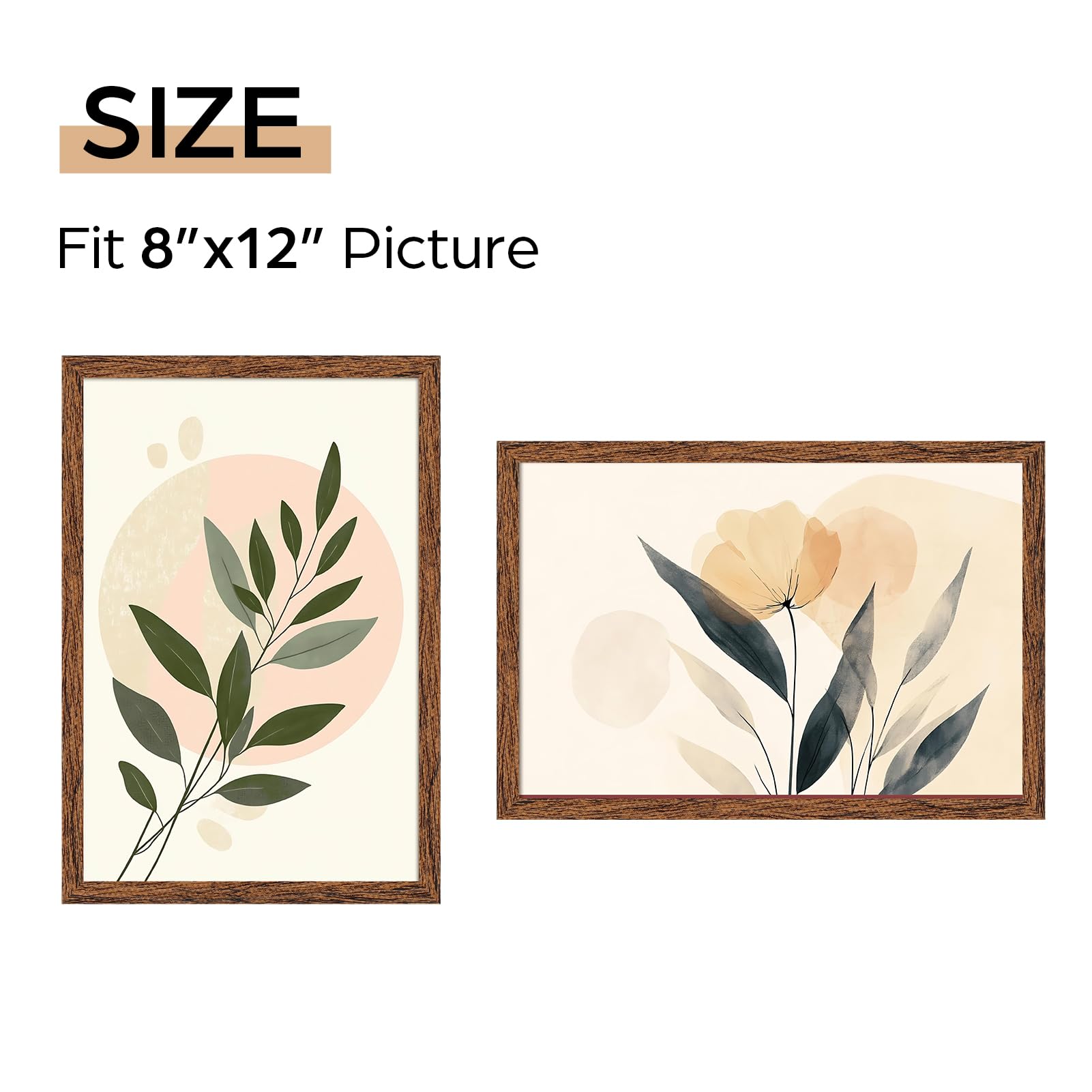 Giftgarden 8x12 Picture Frame Walnut Brown, 8 by 12 Thin Photo Frame for Wall Tabletop Display, Single