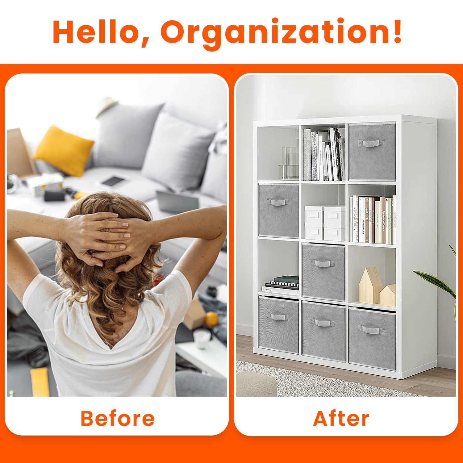 Criusia Large Storage Cubes - 13 Inch Heavy Duty Fabric Storage Bins For Shelves Closet, Cube Organizer - 8 Pack Collapsible Cub