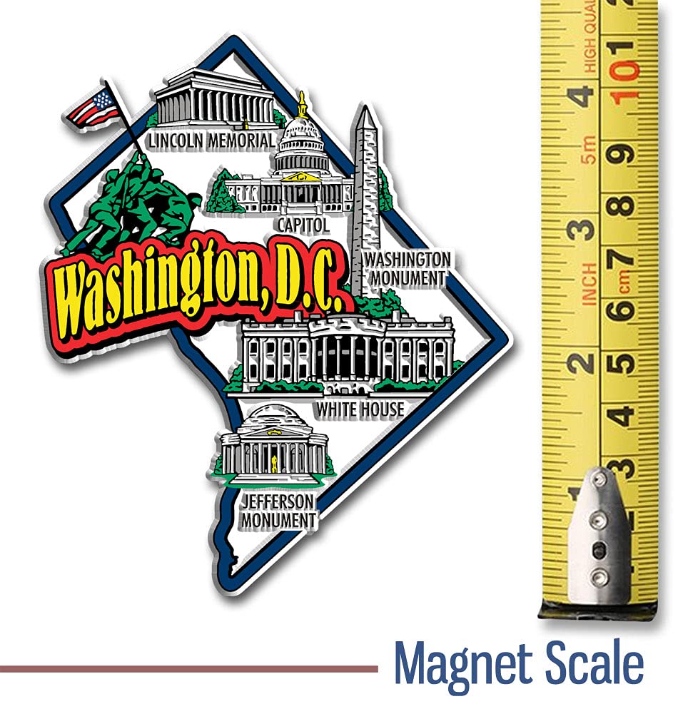 Washington, D.C. Jumbo Map Magnet By Classic Magnets, 3.6'' X 4.3'', Collectible Souvenirs Made In The Usa