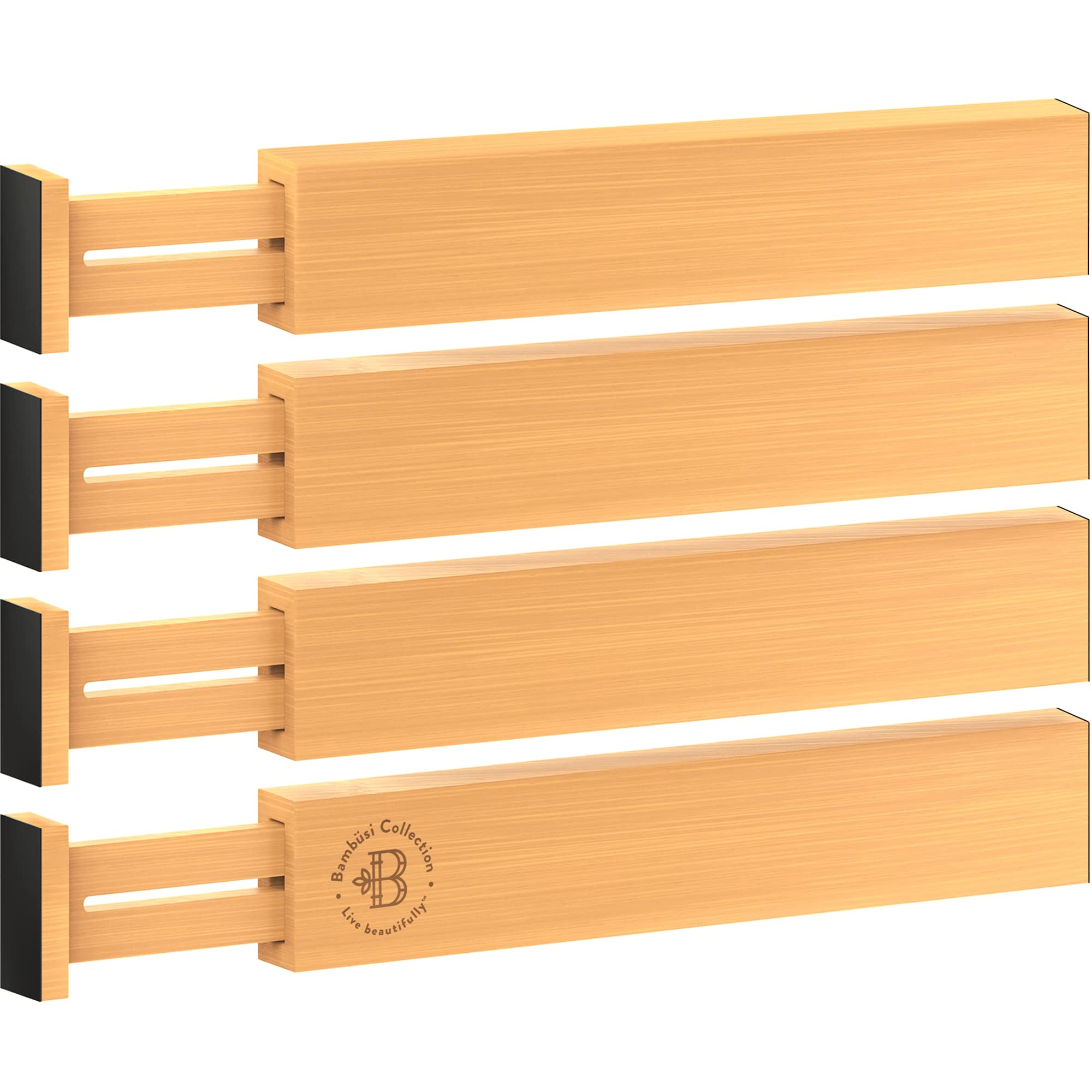 Large Kitchen Drawer Organizer - Expandable Bamboo Drawer Dividers (17.5'' - 22'') - Adjustable Separators for Kitchen, Clothes,
