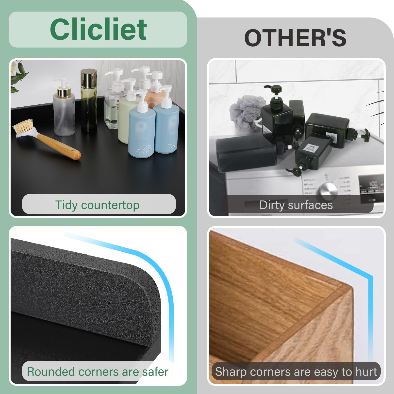 Clicliet Washer Dryer Countertop, Laundry Countertop With Edge Rails, 27.5'' Depth X 54'' Washer And Dryer Covers For The Top, F