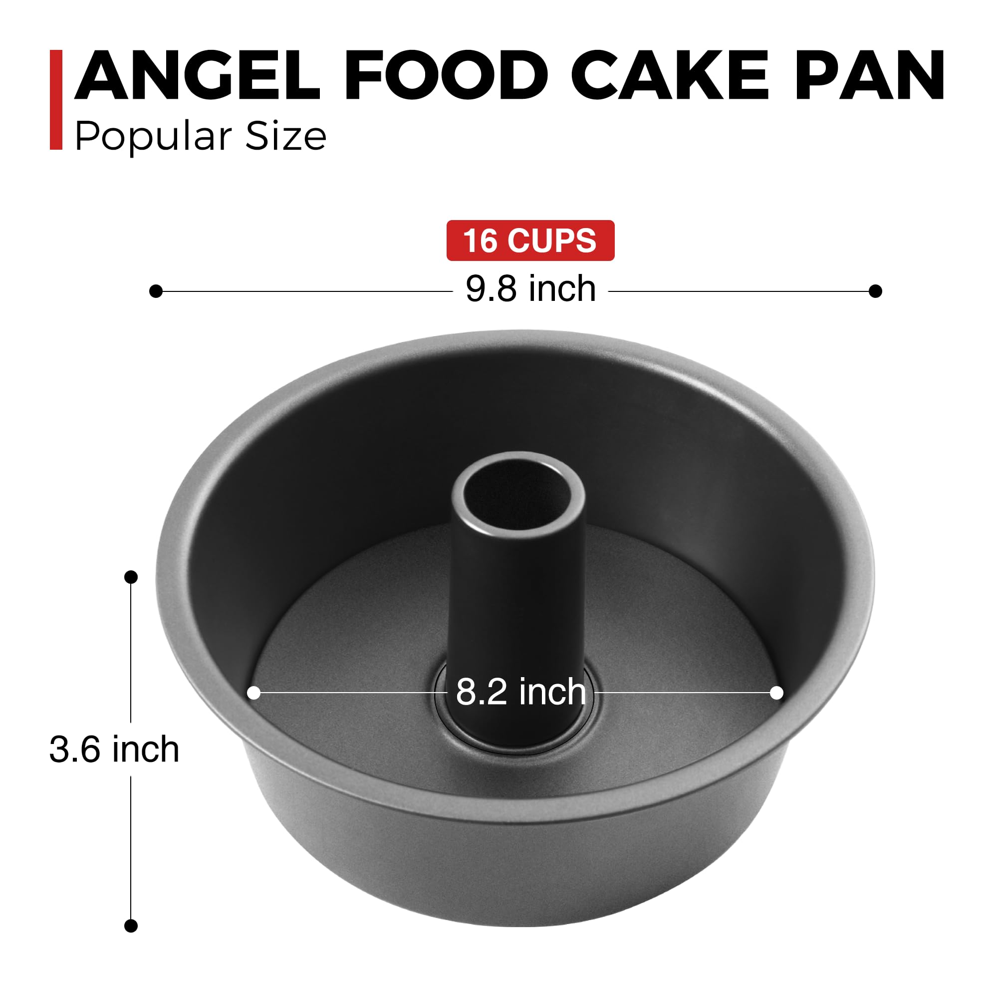 Hongbake Angel Food Cake Pan With Removable Bottom, 10 Inch Tube Pan, Nonstick Pound Cake Pans For Baking, Chiffon Cake Mold, 16
