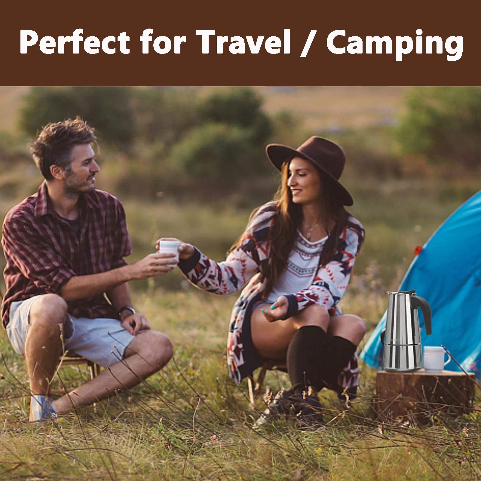 Coffee Pot, Stainless Steel Moka Pot Italian Coffee Maker 9 Cup/15 Oz Stovetop Espresso Maker For Gas Or Electric Ceramic Stovet