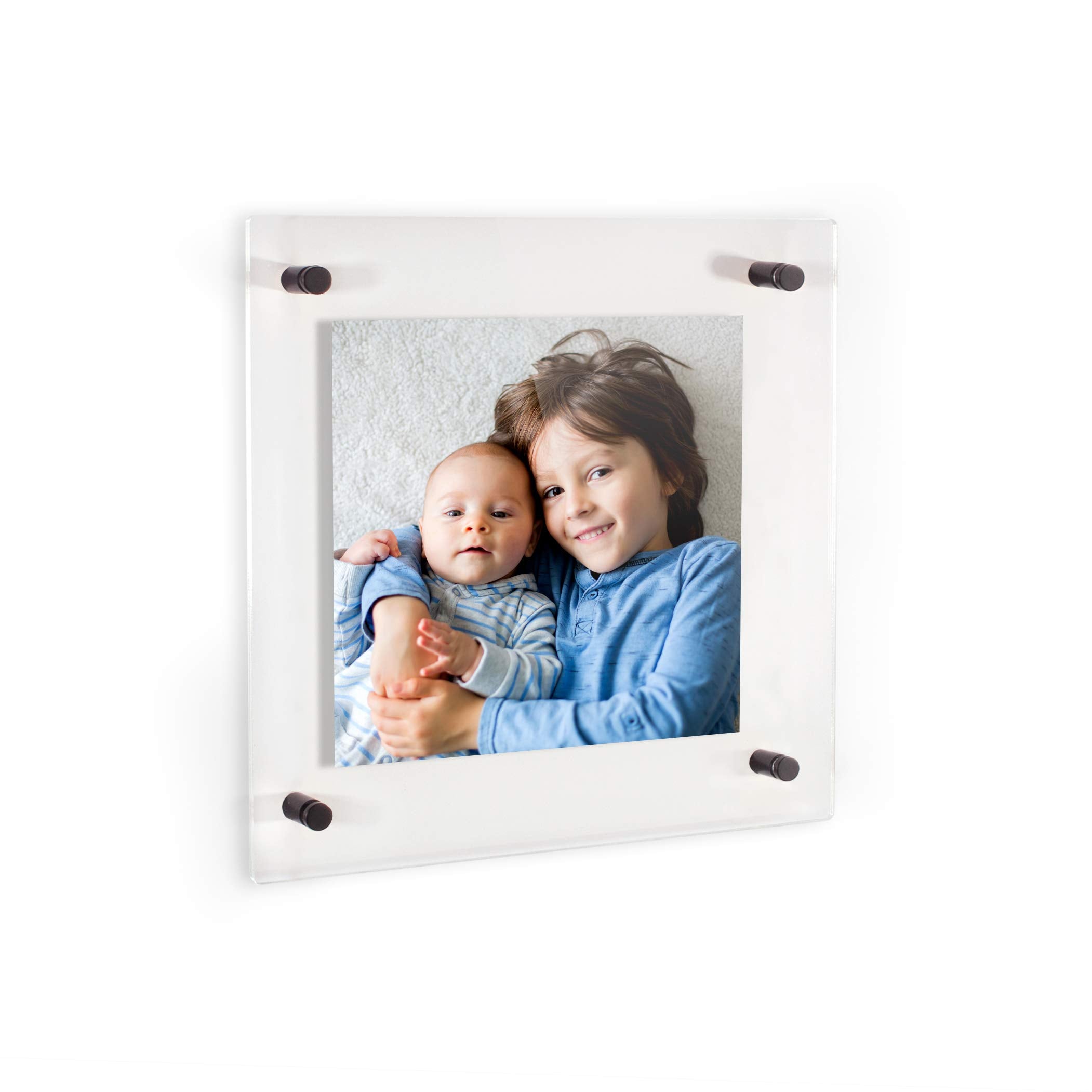 ArtToFrames Floating Acrylic Frame for Pictures Up to 20x20 inches (Full Frame is 24x24) with Black Standoff Wall Mount Hardware