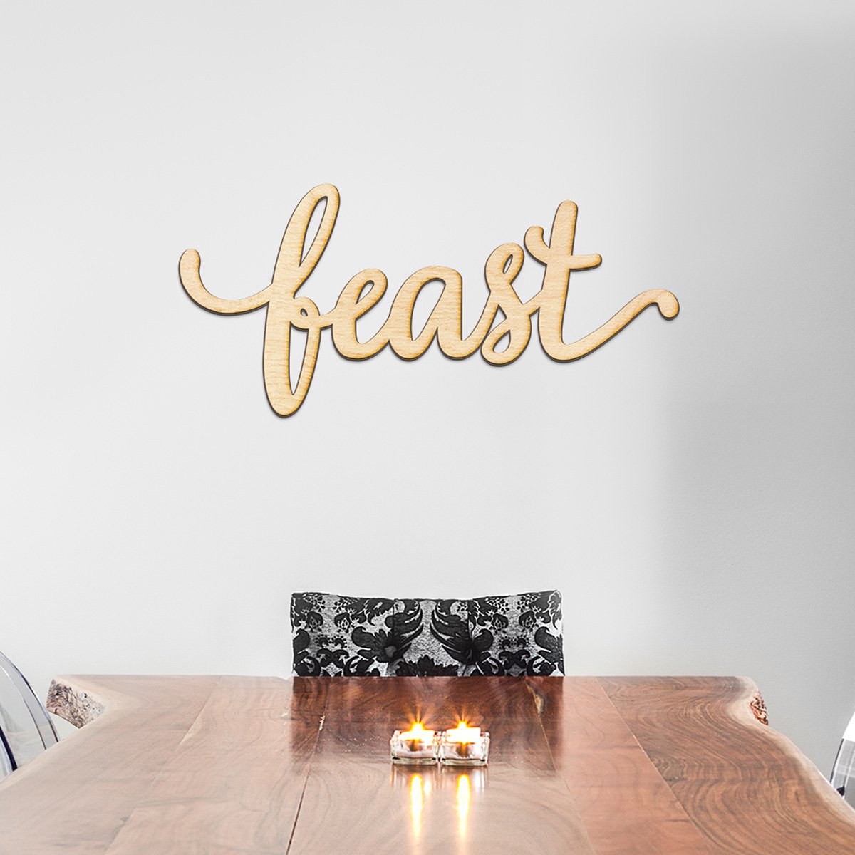 Woodums - Faith Script Wooden Wall Art Decor, Unfinished Wood Sign for Family Room Decor, Charlie Script Letter Wood Cutout, Wal