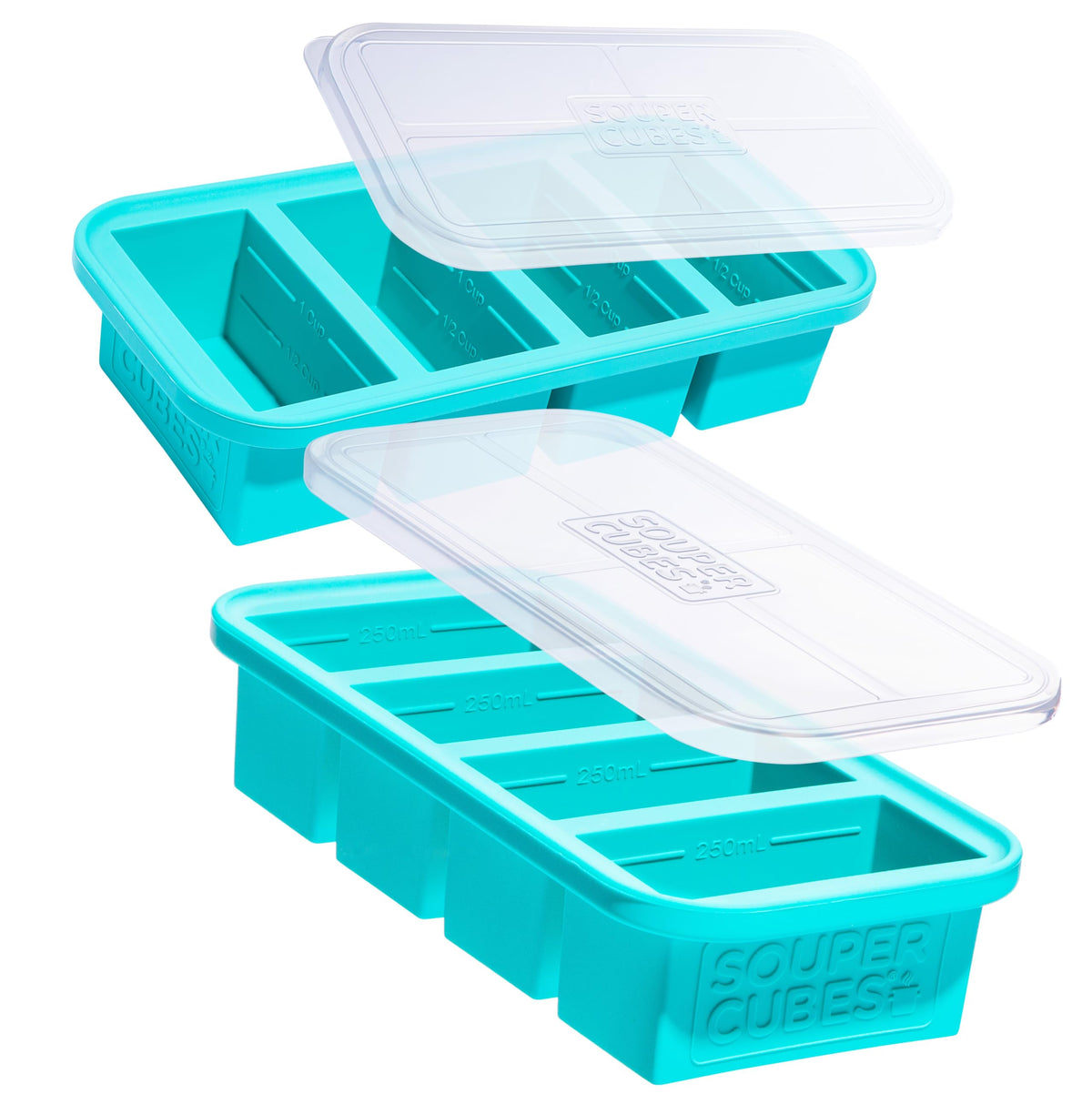 Souper Cubes 1 Cup Silicone Freezer Tray With Lid - Easy Meal Prep Container And Kitchen Storage Solution - Silicone Molds For S