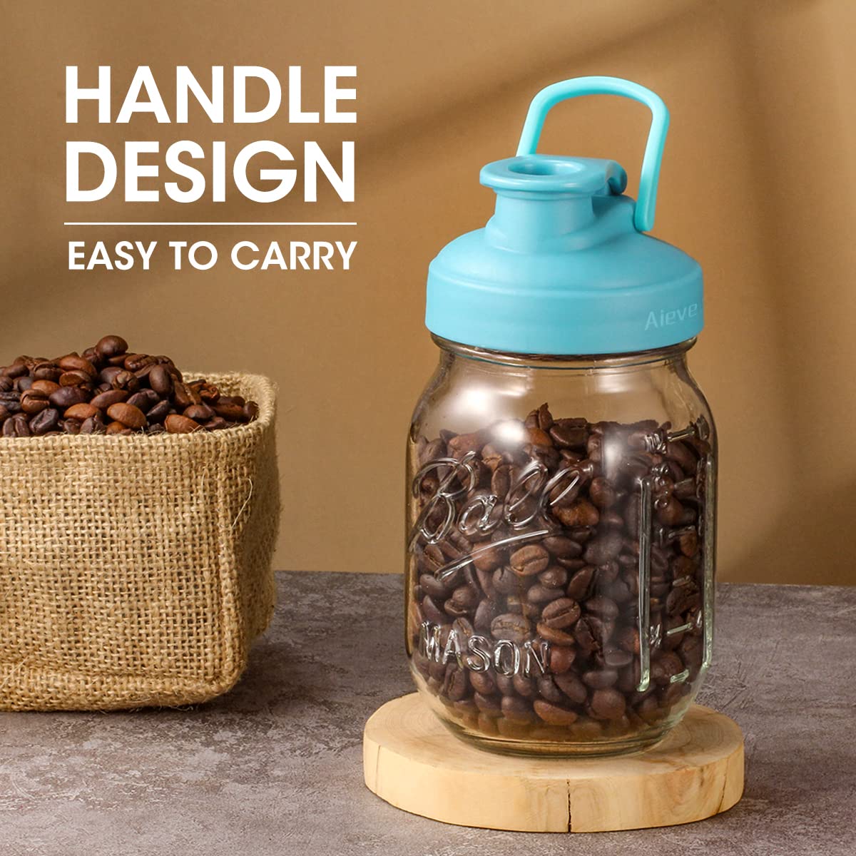 Aieve Mason Jar Lids, 4 Pack Regular Mouth Mason Jar Pour Spout Lid, Canning Lids With Flip Top Lid, Leak-Proof