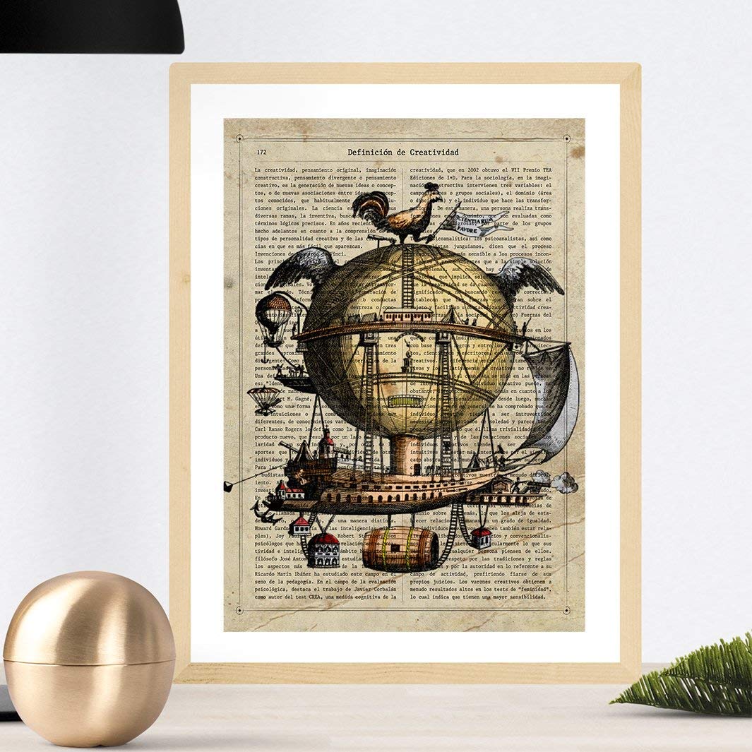 Nacnic Prints Noah'S Ark, Definition Of Creativity, Hot Air Balloon - Set Of 1 - Unframed 8X11 Inch Size - 250G Paper - Beautifu