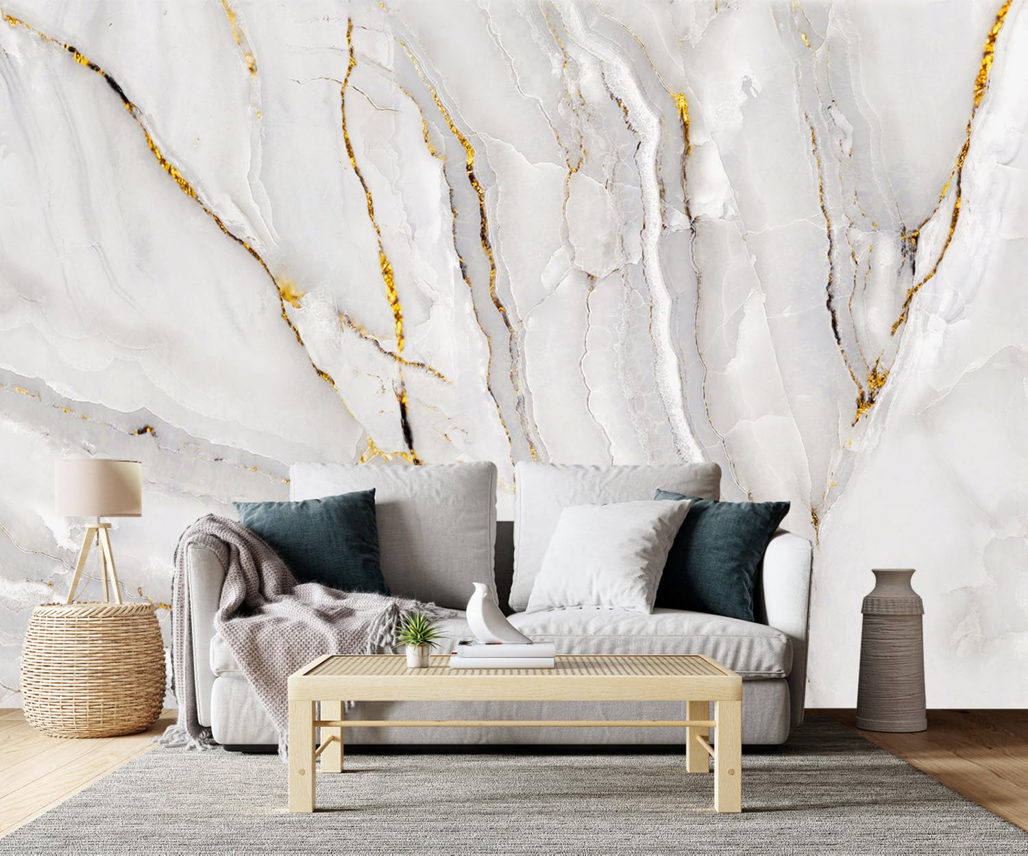 Yqwdmx -Gold Marble Fabric Wallpaper Abstract Texture Mural Living Room 140'' X 91'' (Not Peel And Stick)
