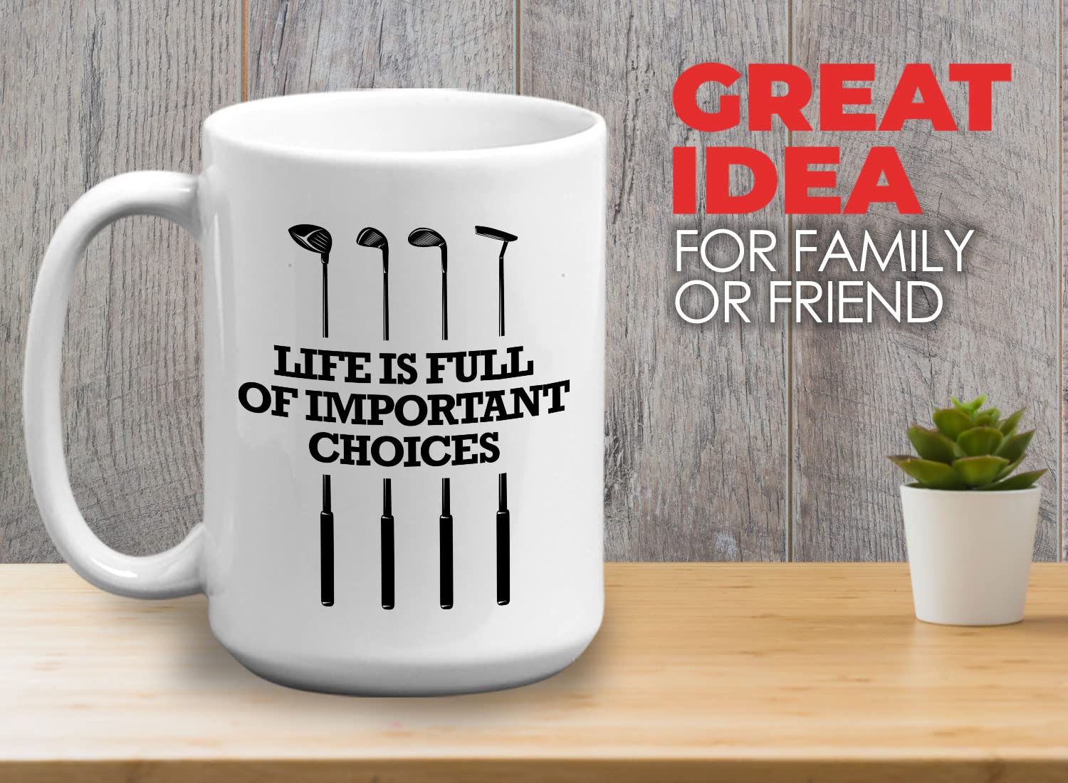 Bubble Hugs Golf Coffee Mug 15 Oz, Life Is Full Of Important Choices Funny Gag Gift For Athlete Player Hobby Golf Lover Dad Offi