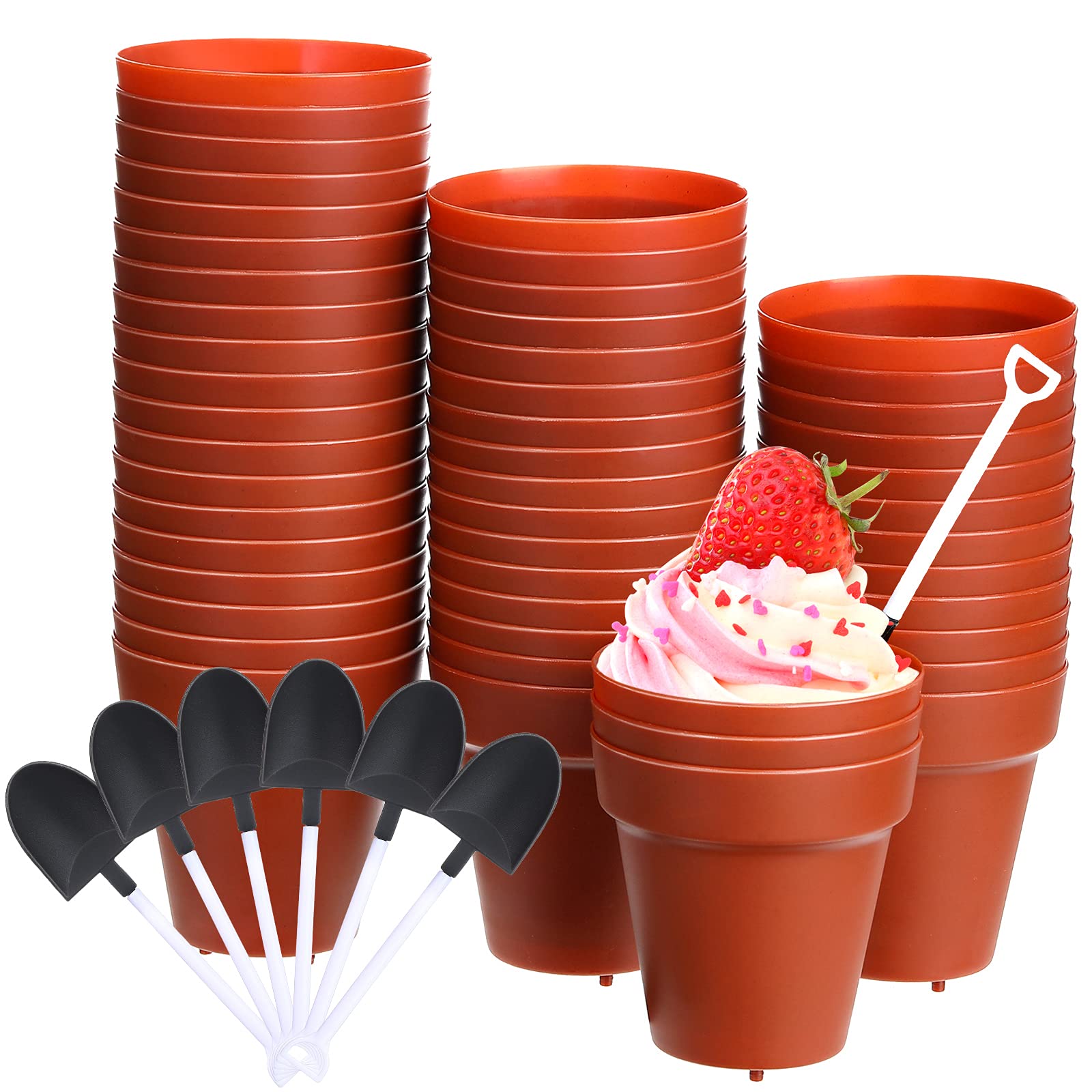 Patelai 50 Set Plastic Dessert Cups With Shovel Spoons, Flowerpot Cake Desserts Cups For Construction Birthday Party Supplies, I