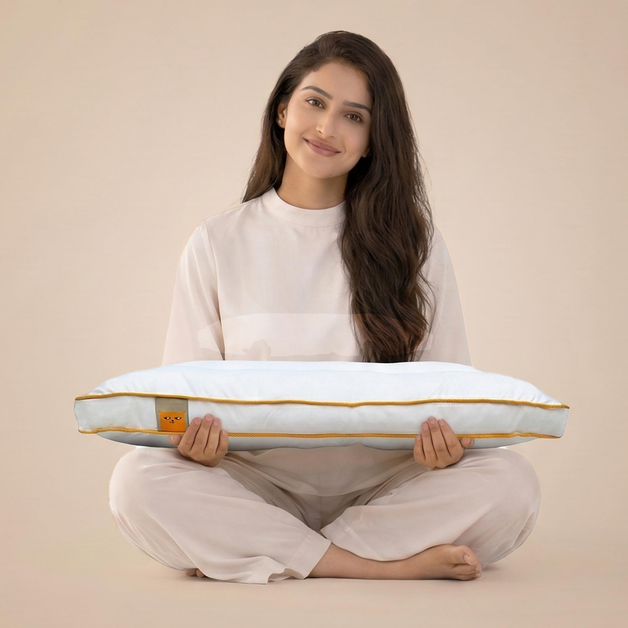 Sleepycat Slim Pillow With Microfiber, Designed For Neck And Spine Alignment | Ideal For Minimal Elevation | Luxe Microfibre Pil