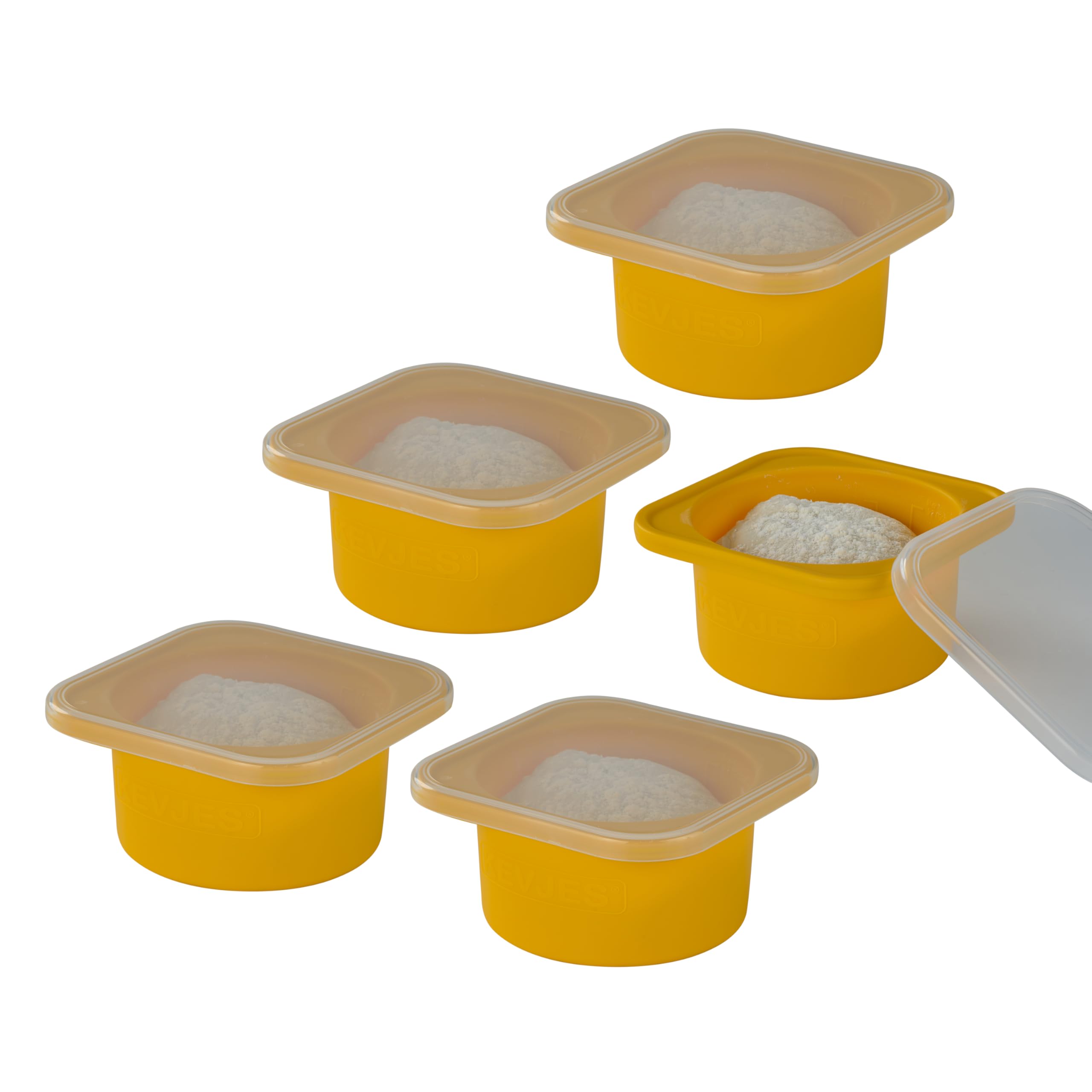 KEVJES Stackable Silicone Artisan Pizza Dough Proofing Proving Containers with Lids-5pack-500ml portion (Yellow)