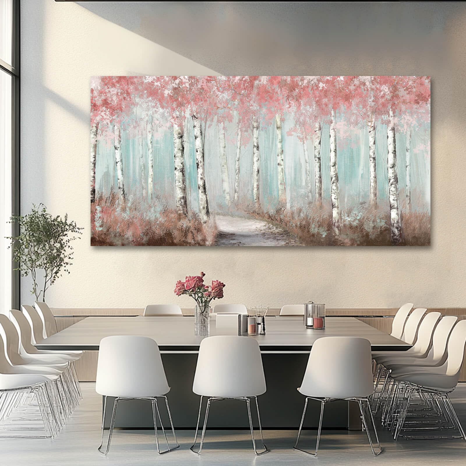 Wall Decor Pink Tree Painting Art Prints For Living Room Large Size Framed For Home Office Bedroom Wall Decor 30''X 60'' Ready T