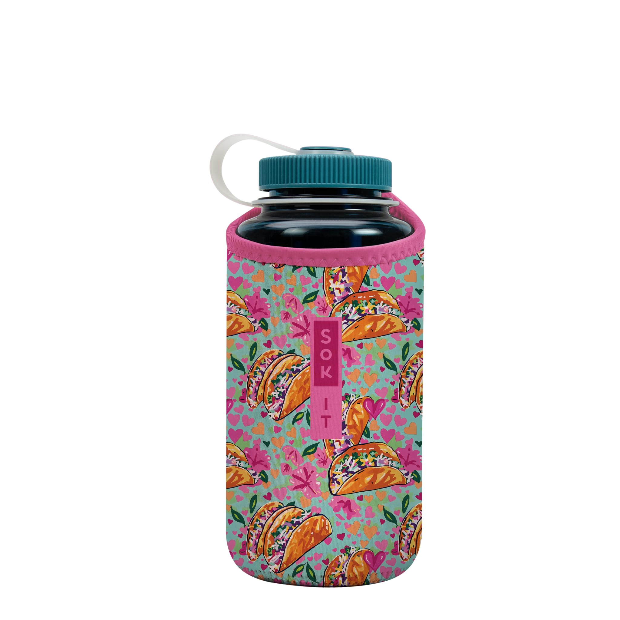 Sok It BotlSok Water Bottle Sleeve Insulated Neoprene Cover (Taco Bout, Fits 32oz Nalgene)