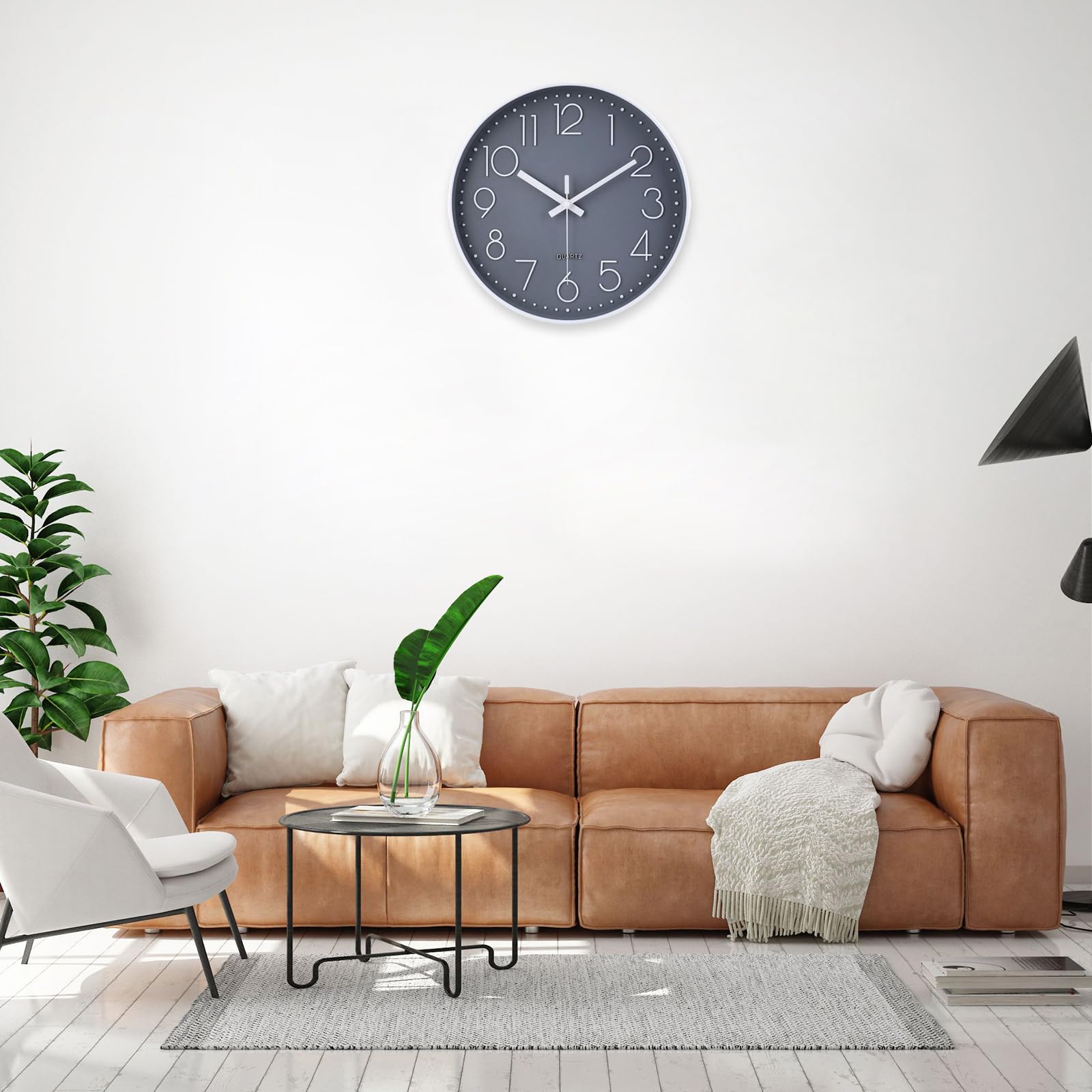jomparis Small Wall Clock 8 Inch Gray Wall Clocks Silent Non-Ticking for Bedroom Bathroom Kitchen