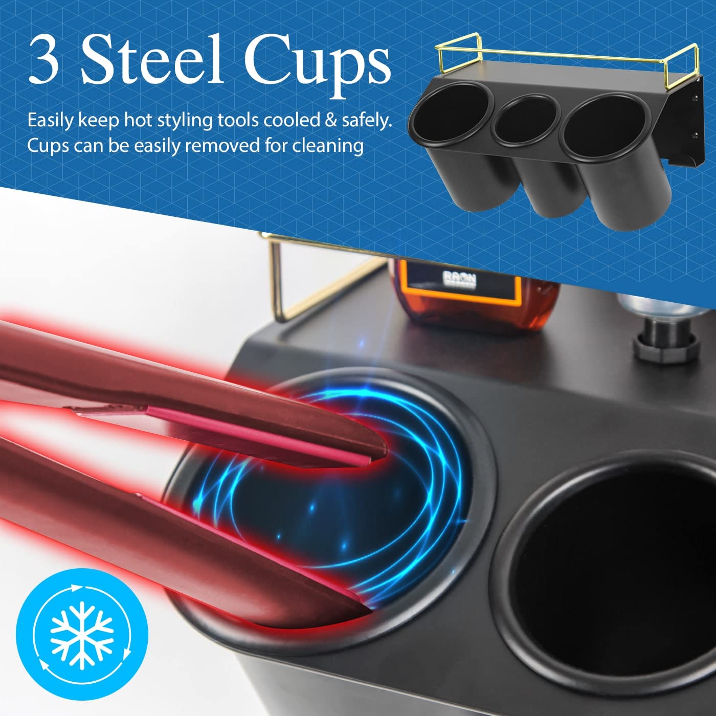 J Jackcube Design Hair Dryer Holder Wall Mount Bathroom Vanity Hair Styling Care Tool Accessories 3 Cups Storage Organizer Caddy