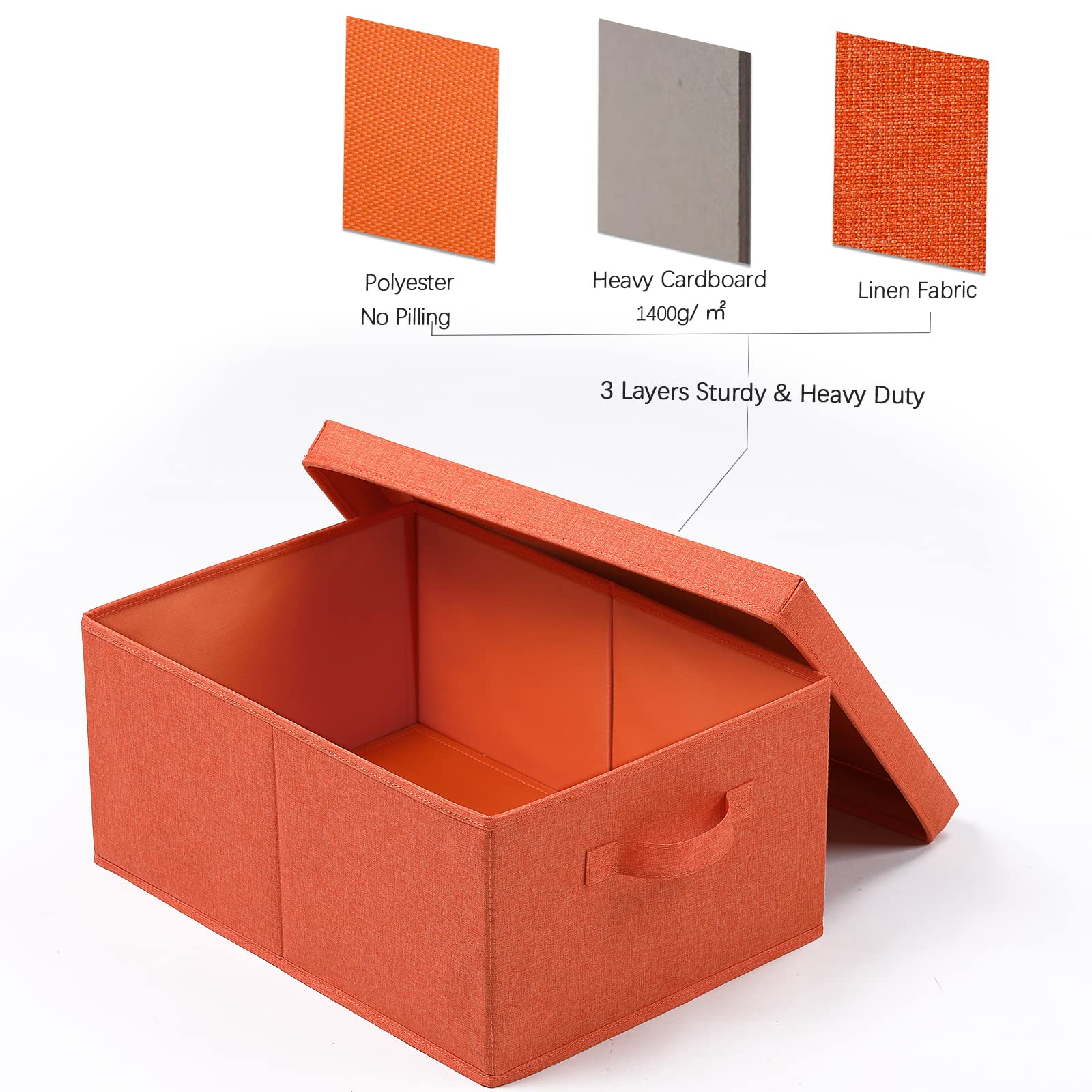 Hoonex Storage Bins With Lids For Organizing, Pack Of 2, Storage Boxes With 2 Carrying Handles And Sturdy Heavy Cardboard, 16.5'