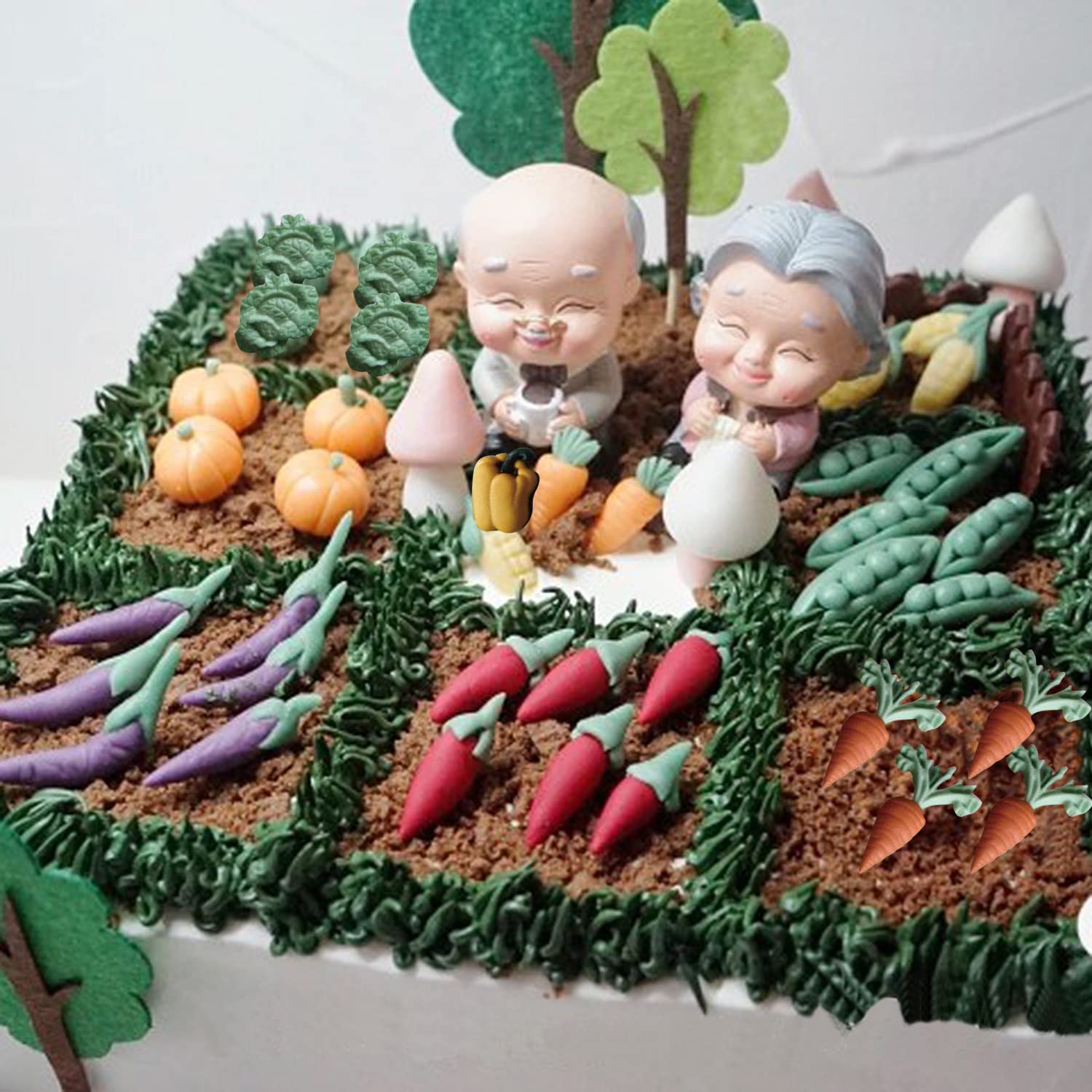 Mujiang Fruit Vegetable Silicone Molds Leaf Fondant Mold For Cake Cupcake Topper Decoration Chocolate Candy Clay Gum Paste Set O
