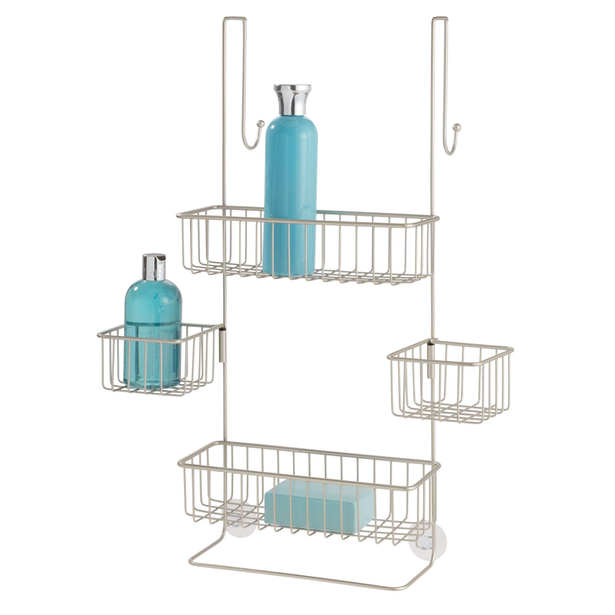 Idesign The Metalo Collection Over-The-Door Hanging Shower Caddy Organizer, 22.7 X 10.5 X 8.2, Satin