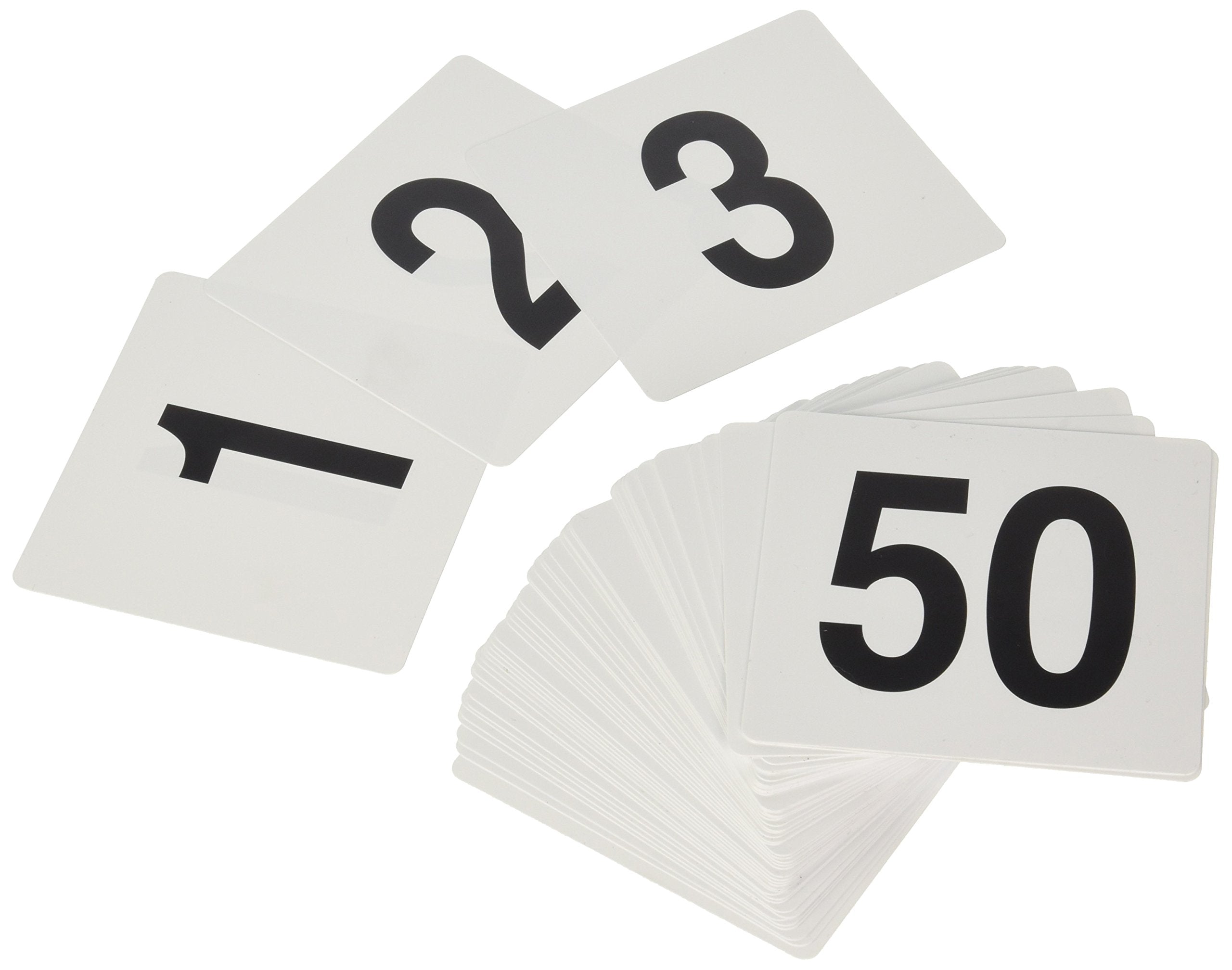 New Star Foodservice 23176 1 To 50-Double Side Plastic Table Numbers, 4 By 4 Black On, White