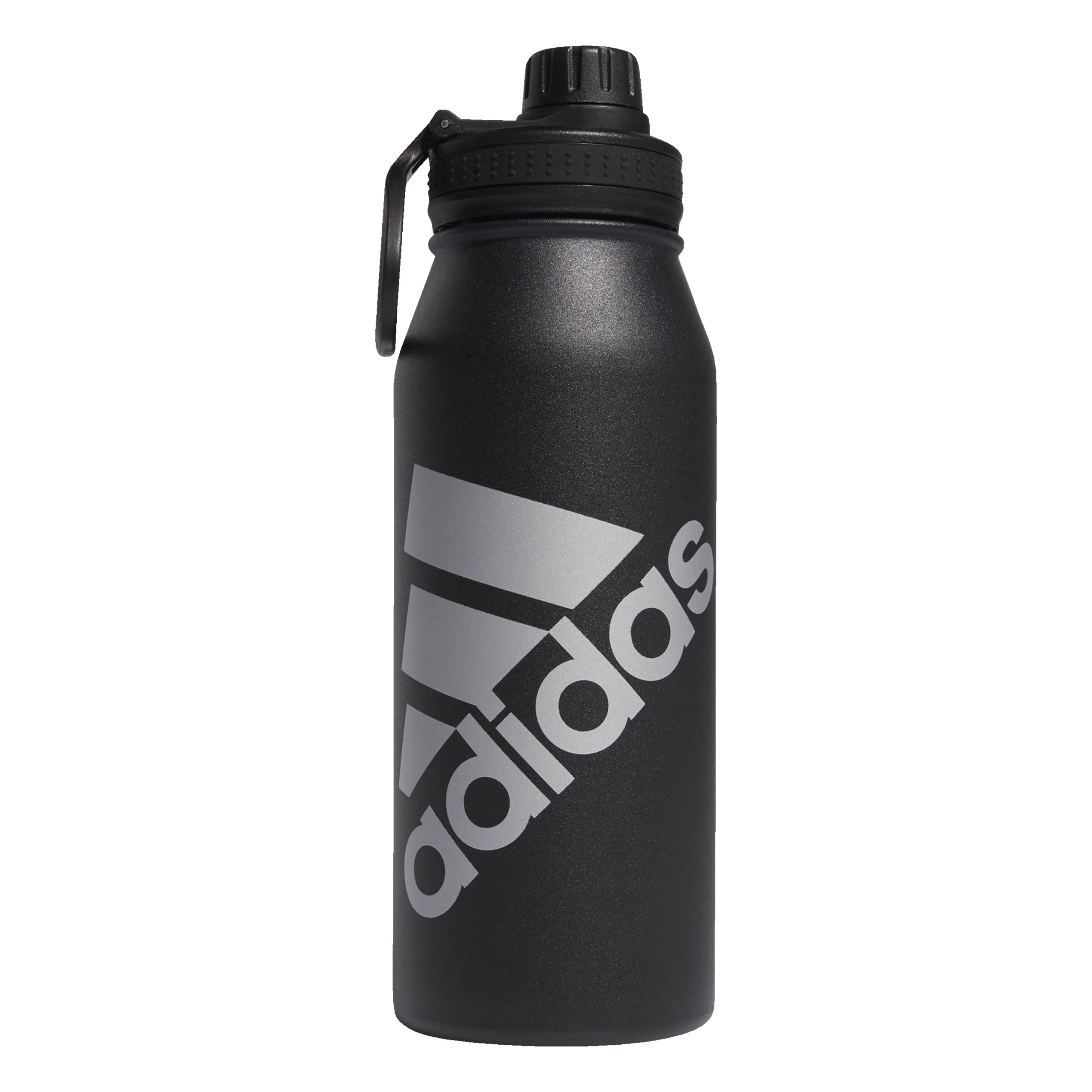 Adidas Unisex 1 Liter (32 Oz) Metal Water Bottle, Black/Silver Metallic, One Size