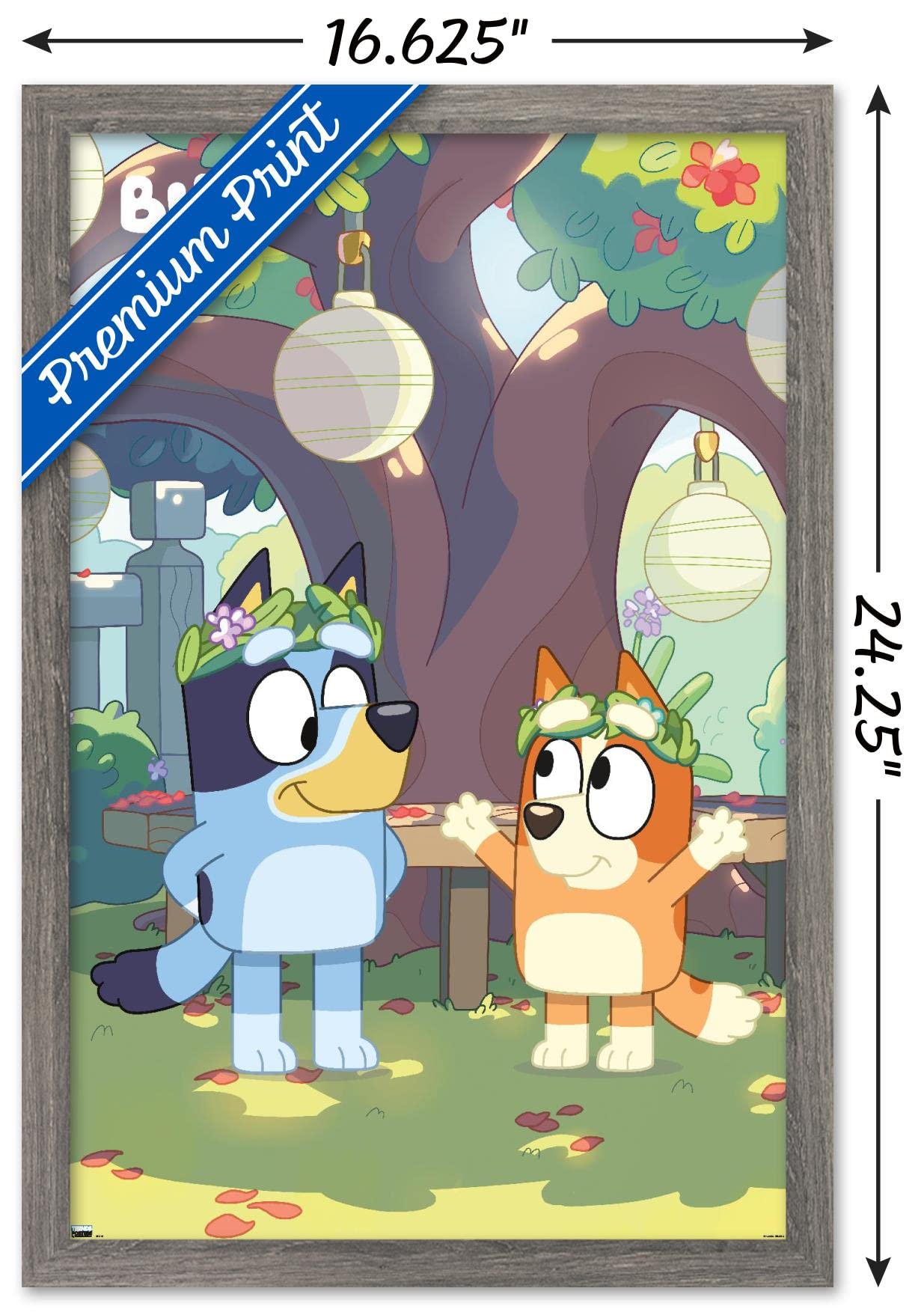 Trends International Bluey - Duo Wall Poster, 14.72'' X 22.37'', Barnwood Framed Version