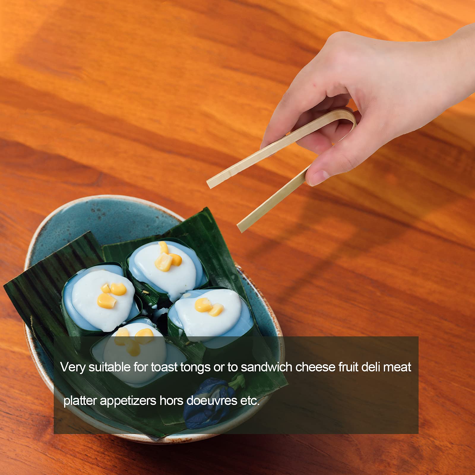 Luter 40Pcs 5.9Inch Wooden Tongs, Disposable Cooking Utensils Mini Bamboo Tongs Natural Toast Tong For Cooking Picking Up