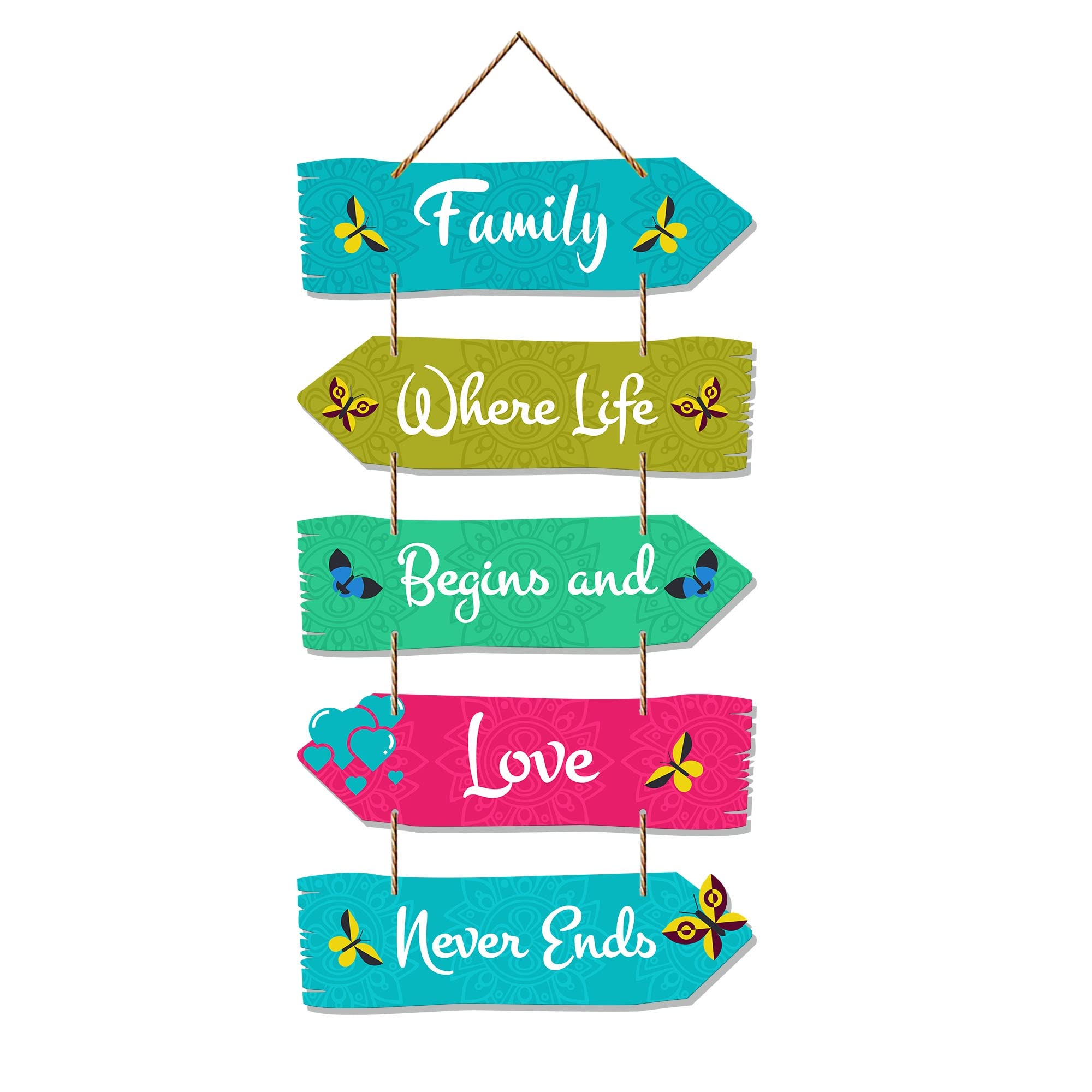 Artvibes Family Quotes Decorative Wall MDF Wooden Hanger for Living Room | Bedroom | Gift | Art Piece for Home Decoration | Mode