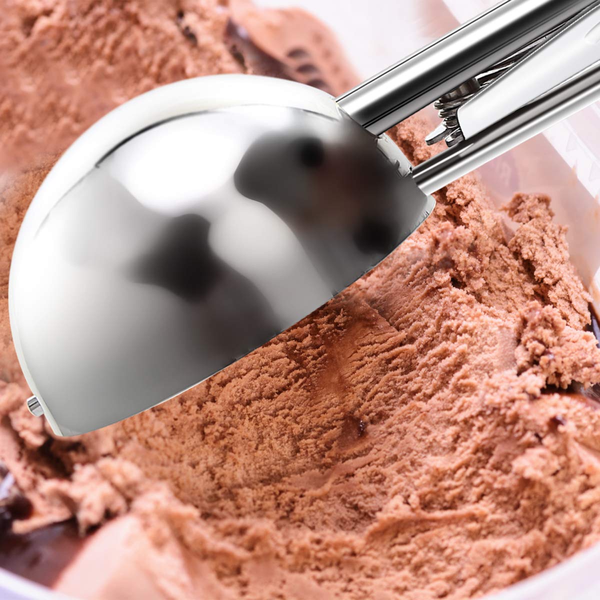 Top Kitchen Ice Cream Scoop Disher- #40 (3/4 Oz), Portion Control, 18/8 Stainless Steel, Plastic Handle