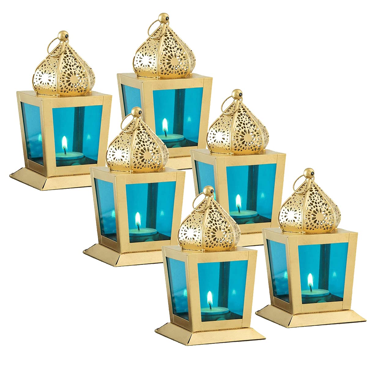 Imrab Creations Antique Sweetheart Square Shape Hanging Lantern | Laltain | Laltern | Laintain Lamp with Tealight Candle Holder 