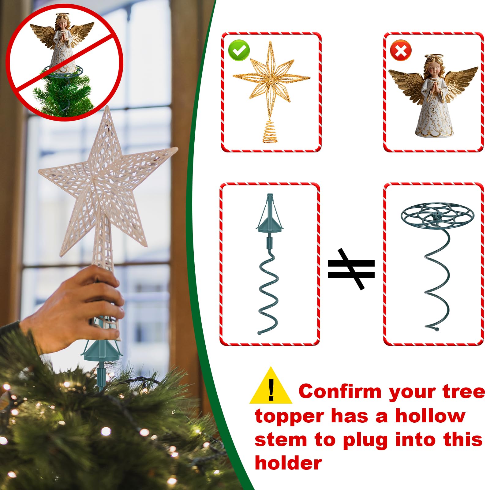 Christmas Tree Topper Holder Twist on Universal Tree Topper Stabilizer with Adjustable Attachment,Christmas Tree Topper Adapter