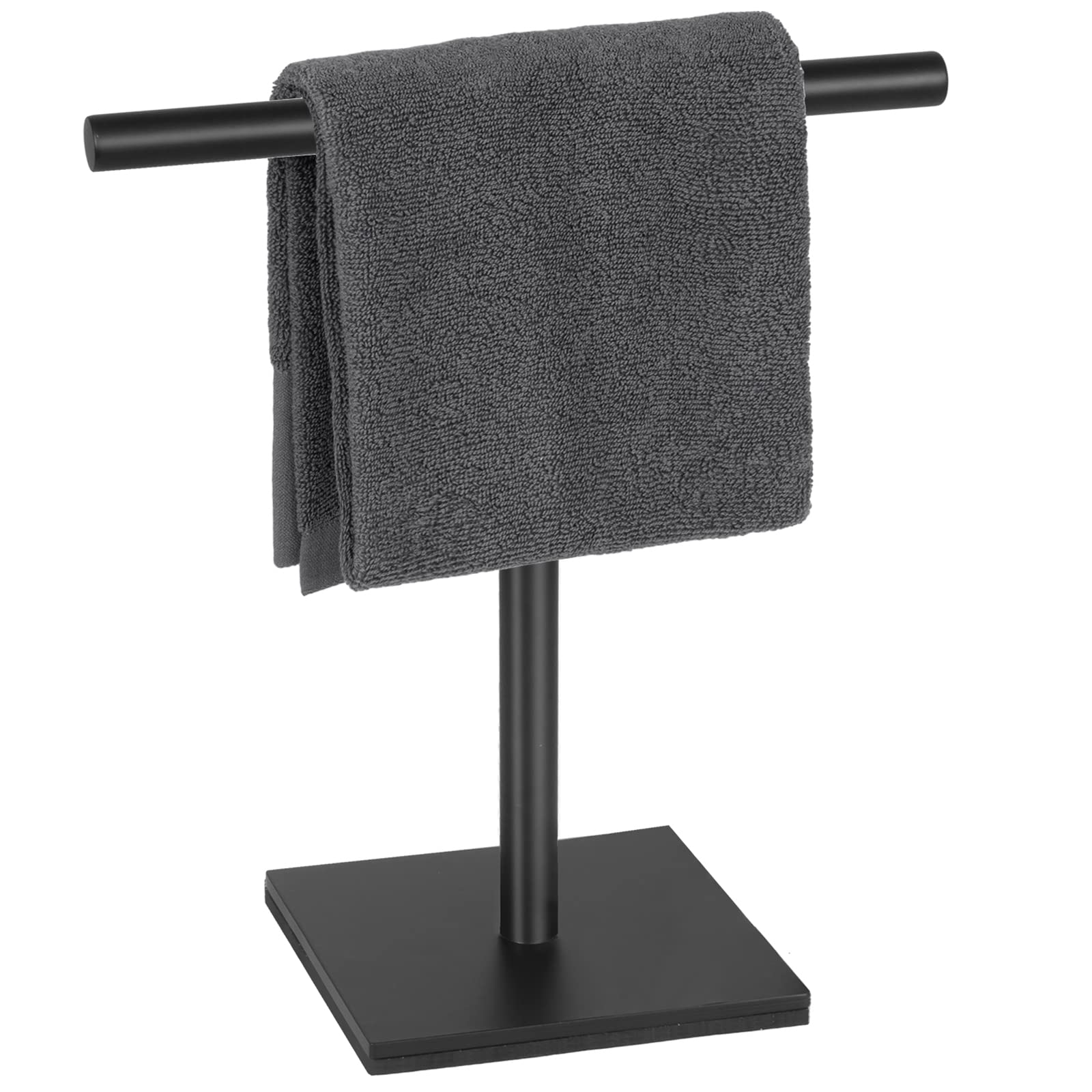 Dukwin Hand Towel Holder, Sus304 Stainless Steel Hand Towel Stand T-Shaped Matte Black Freestanding Rack For Bathroom Kitchen Co