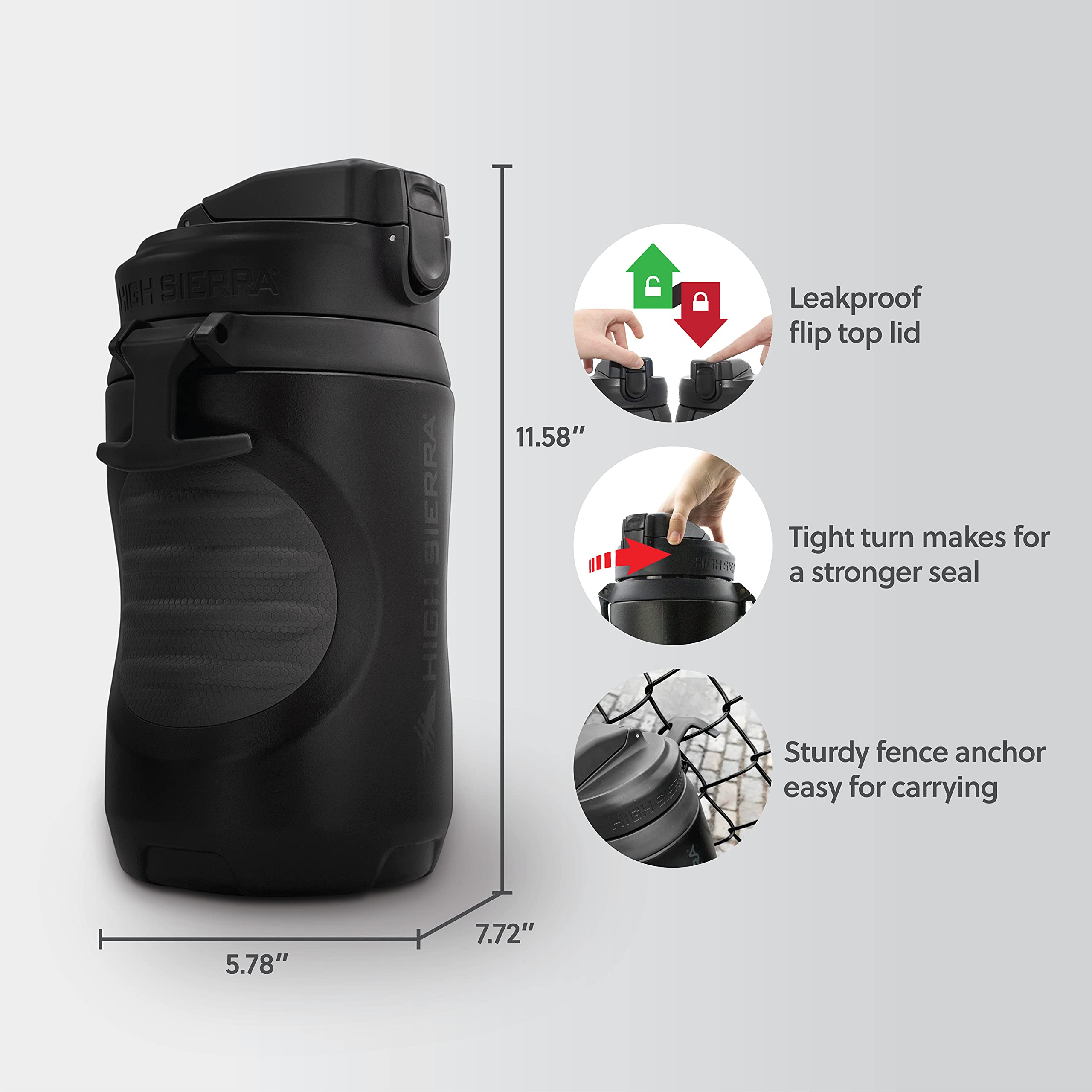 High Sierra, [Bpa Free] 64 Oz Insulated Water Jug, [Silicone Spout - No More Teeth Bumps] Built-In Fence Anchor, Keeps Iced Wate