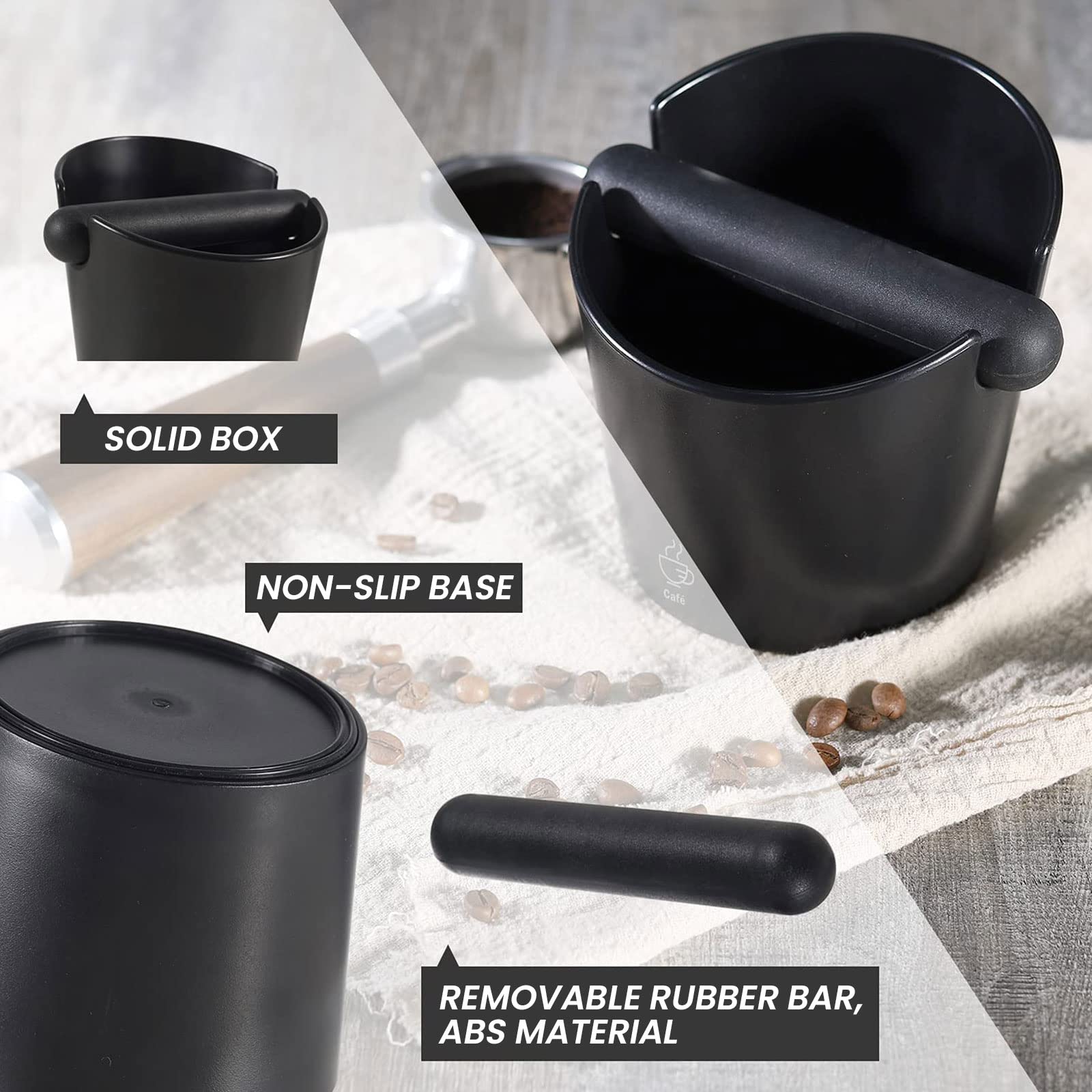 Vevok Chef Espresso Knock Box Coffee Knock Box Espresso Bucket Knock Coffee Ground Dump Bin With Removable Knock Bar Trash Can N