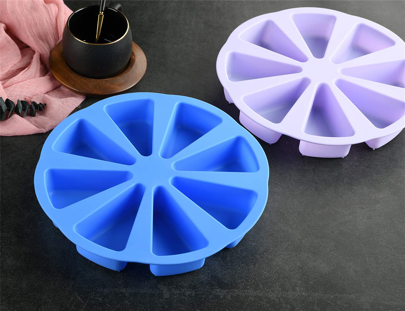 Mirenlife 8 Triangle Cavity Silicone Portion Cake Pan Slices Pastry Pan Pizza Slices Pan(Light Purple)
